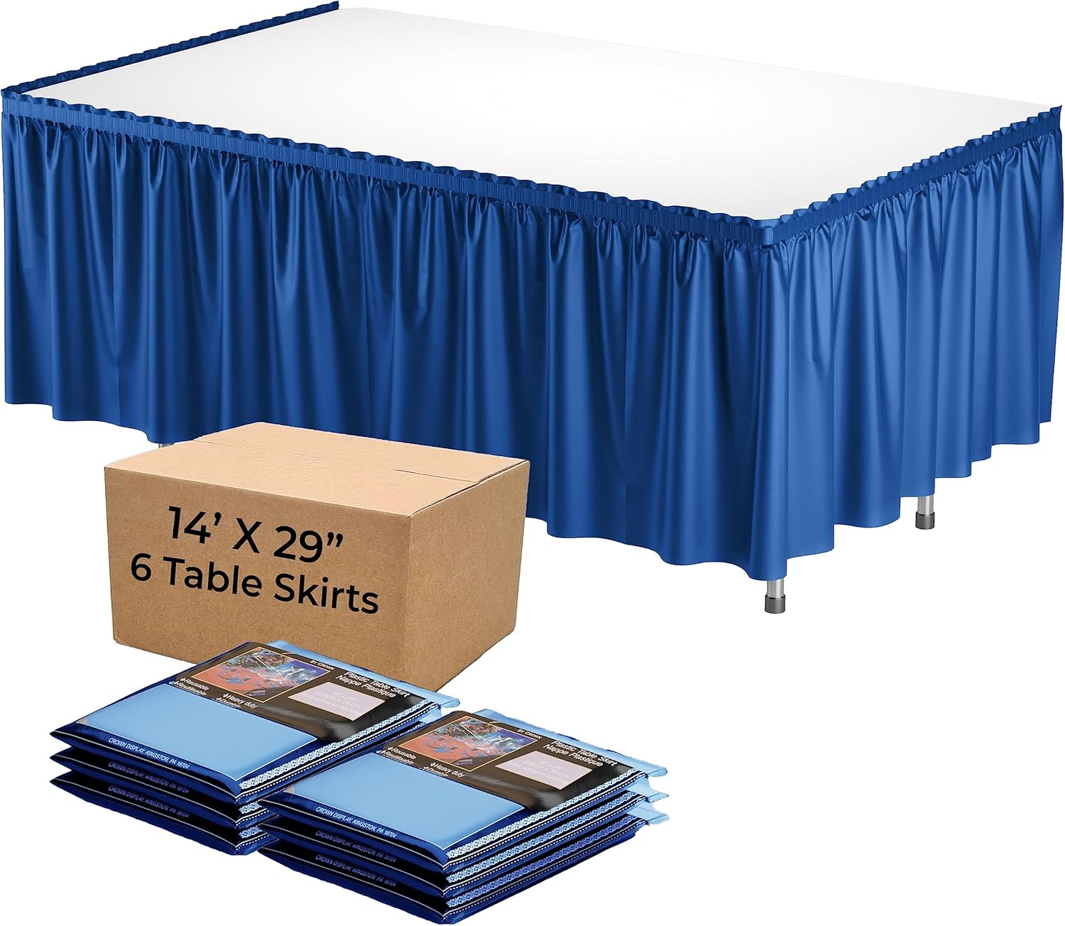 Exquisite Dark Blue Table Skirt 29" X 14 Ft Long Dark Blue