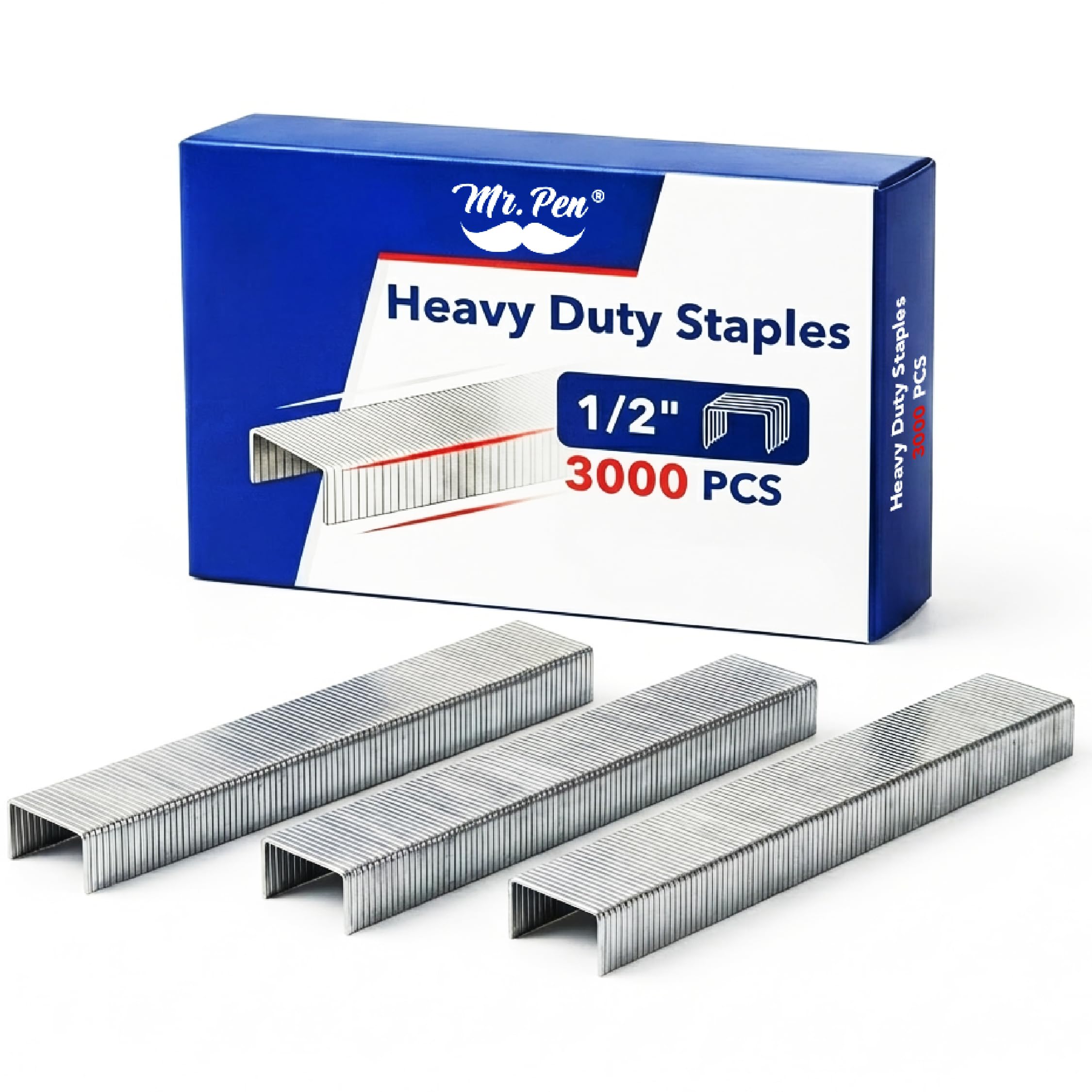 Mr. Pen- Heavy Duty Staples, 3000 pcs, 100 Sheet Capacity, 1/2-Inch Leg Length, Staples for Heavy Duty Staplers