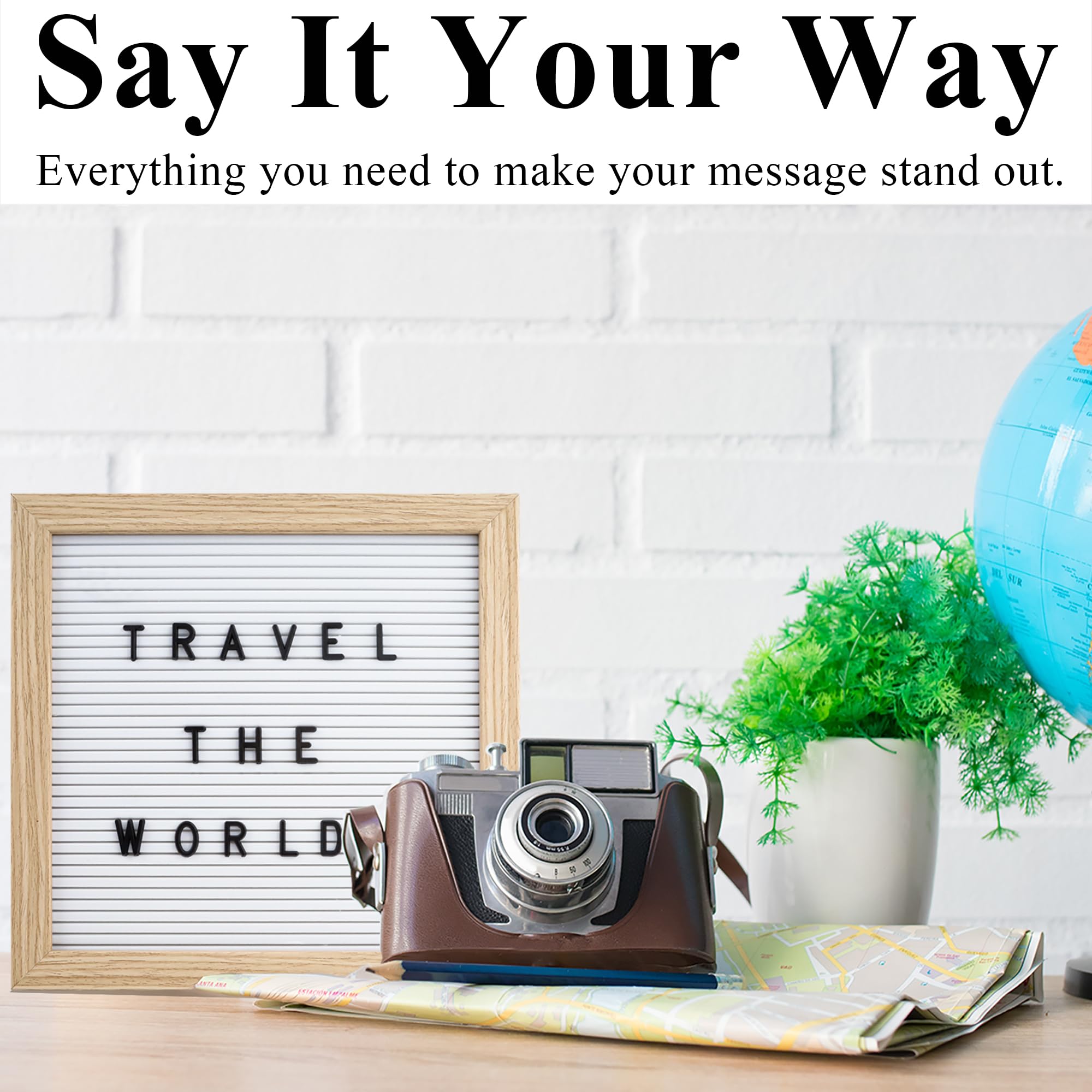 Changeable Letter Board con espositore – Stile moderno con lettere intercambiabili