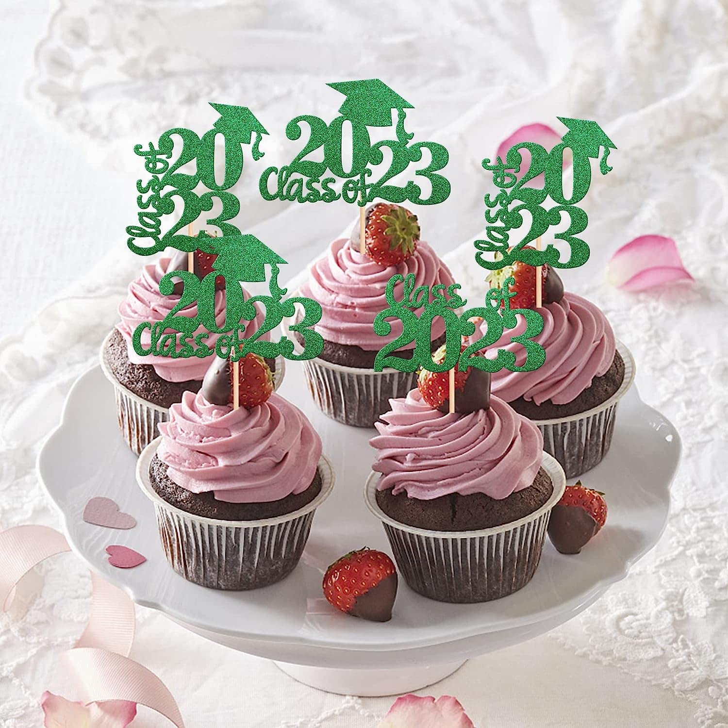 Cake Topper Laurea 2023 - Decorazione Per Torta In Cartoncino Glitterato - Classe 2023
