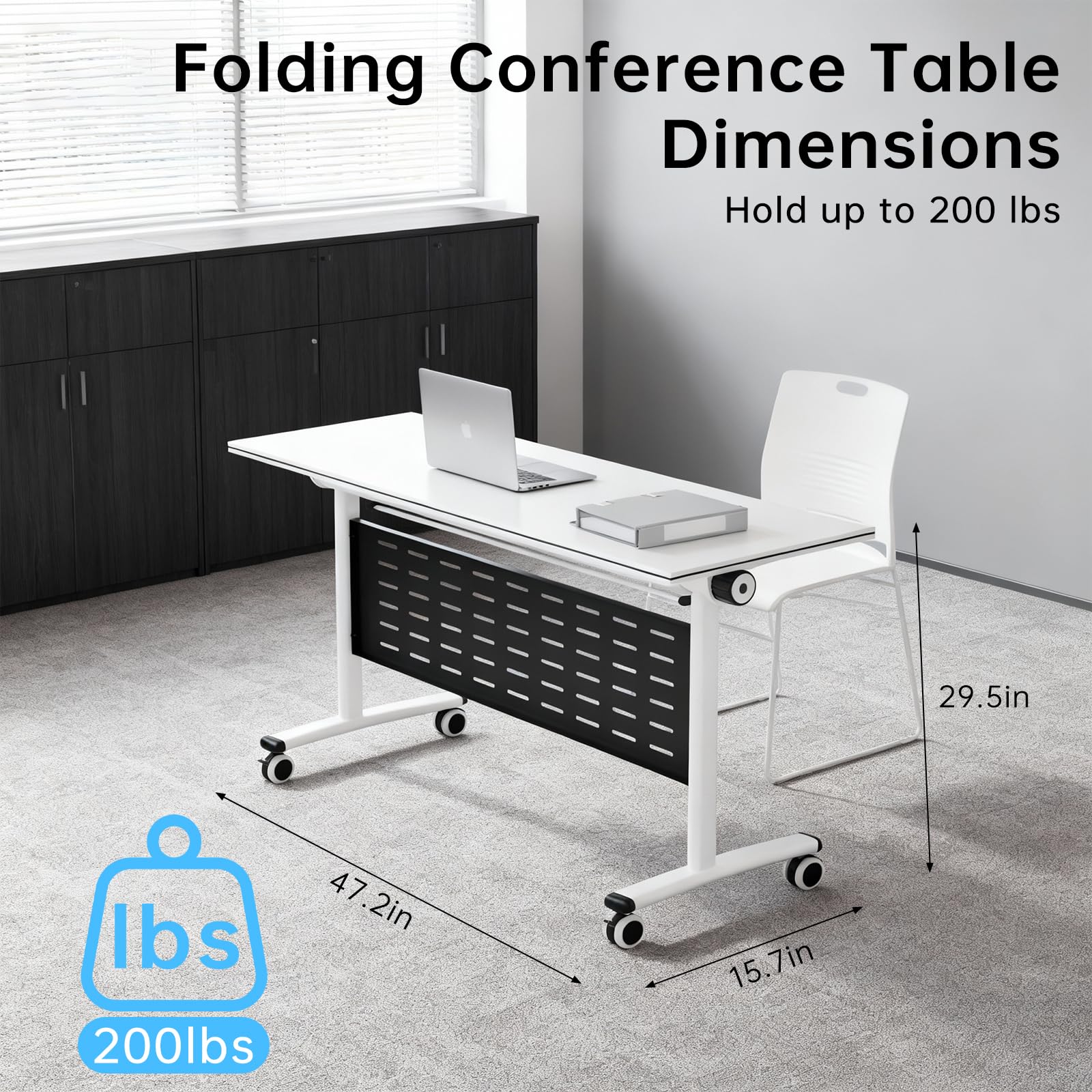Tavolo da conferenza pieghevole portatile, rettangolare, impermeabile, per eventi, seminari e formazione, confezione da 8, 119,4 x 40,6 x 76,2 cm (lunghezza x larghezza x altezza), design in legno