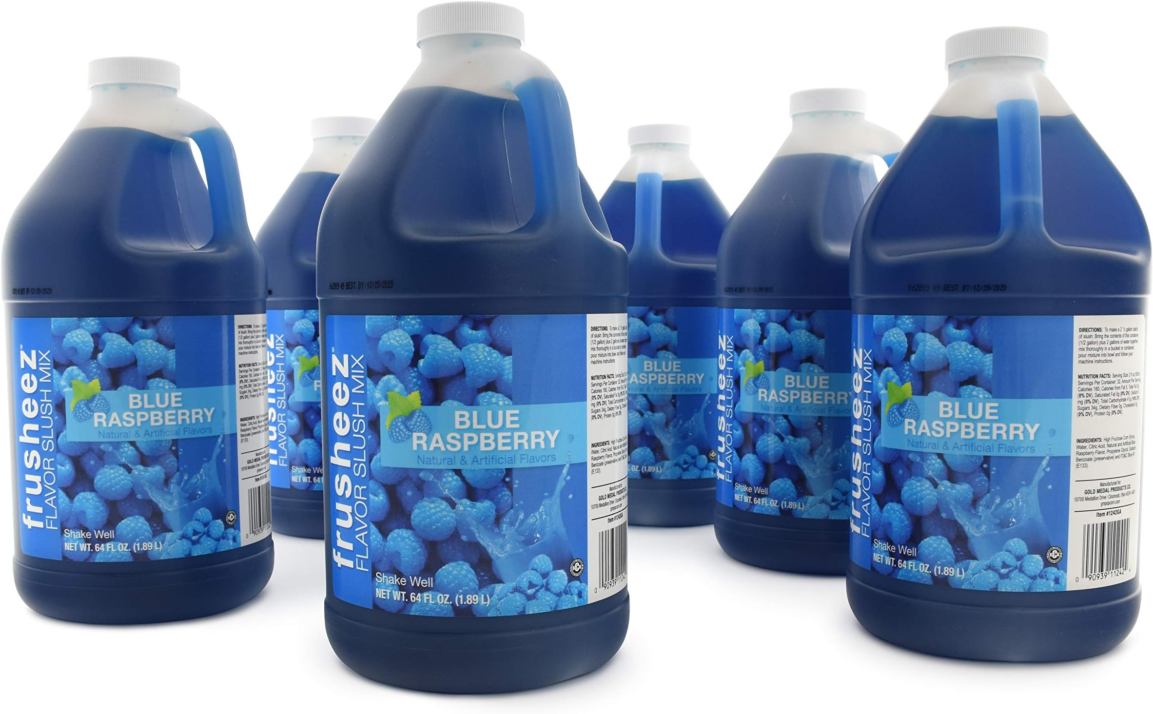 Snappy Frusheez Blue Raspberry Slush and Slushie Mix, 1/2 Gallon, Pack of 6