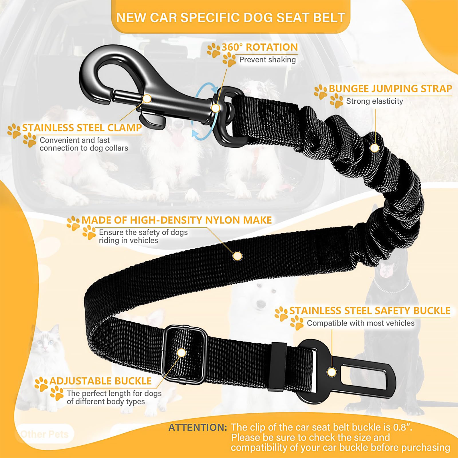 Juflix Dual Use Adjustable Dog Car Harness Restraints Leads Pet Puppy Dog Safety Seat Belt For Any Cars Vehicle Travel Dog Dog Seat Belt For Car Harness Boot,Accessories - View #6