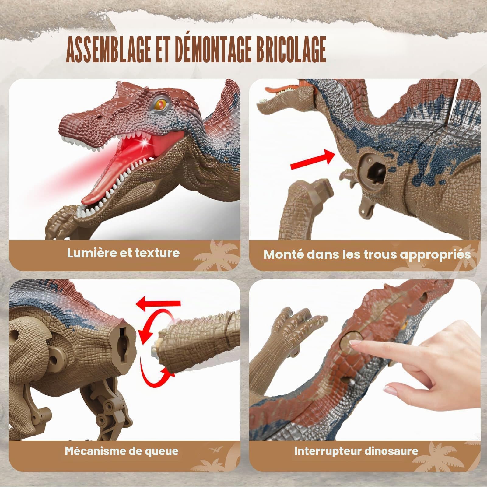 Aooess Jouets pour enfants de 3 à 8 ans: jouets de dinosaures télécommandés pour les âges 3 4 5 6 7 8 ans cadeaux pour enfants jouets pour enfants de 3 à 8 ans jouet robot dinosaure RC