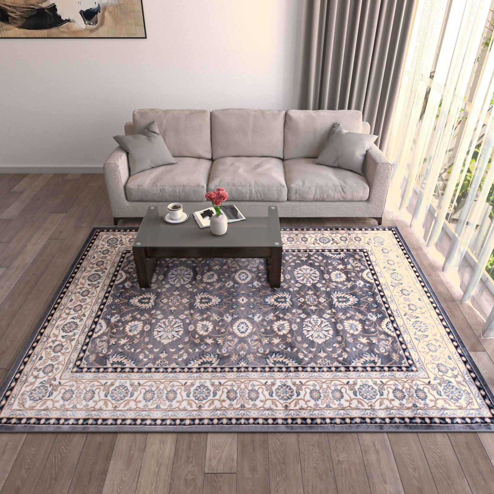 Mazovia Tappeto Corridoio 160x220cm Antracite Grigio Classico Tradizionale