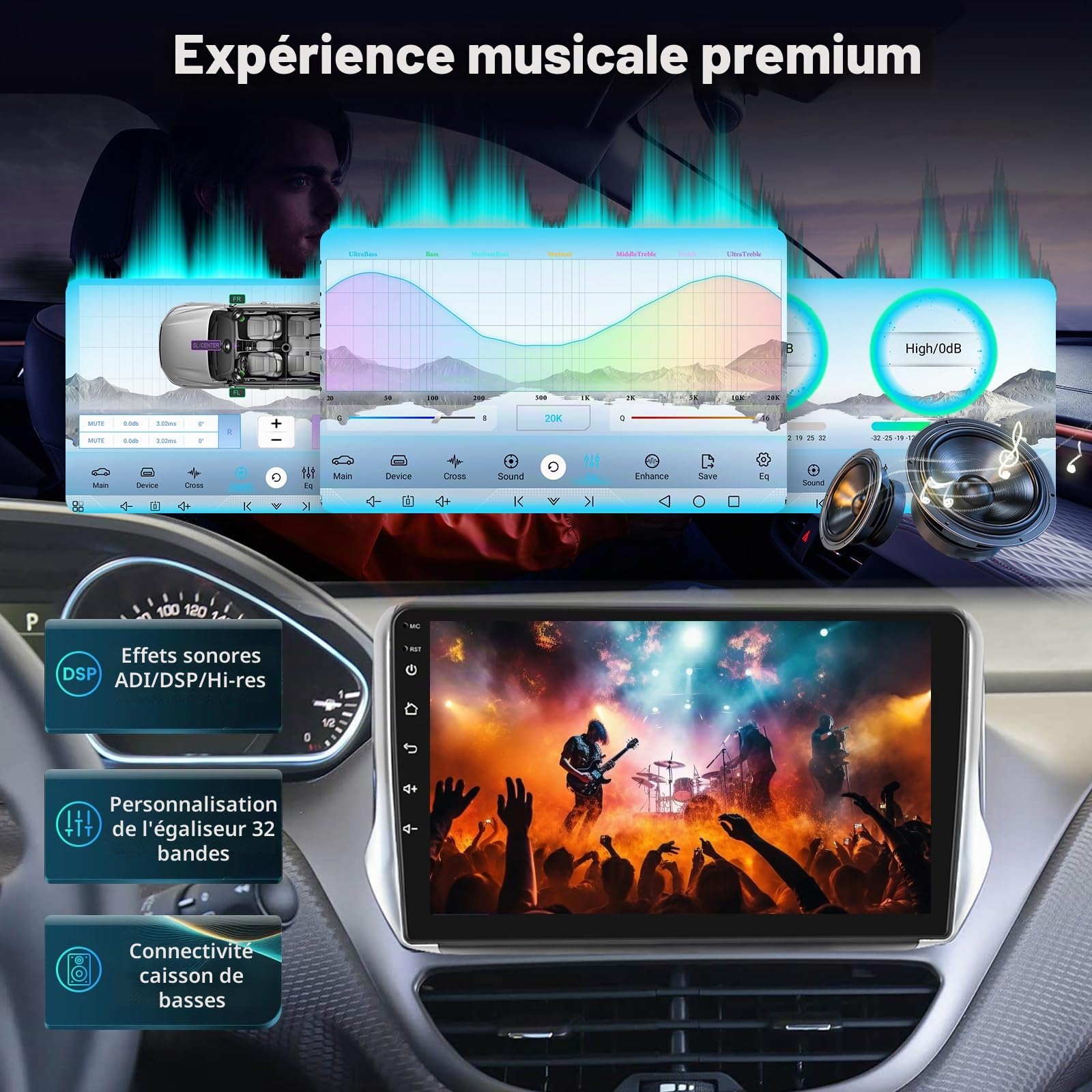 Autoradio Android 8 Cœurs 1,8 GHz Qualcomm Chip 4+64G pour Peugeot 208/2008 2012-2018, Radio avec écran Tactile de 10 Pouces, Carplay et Android Auto sans Fil, Caméra de Recul AHD + DSP, OEM