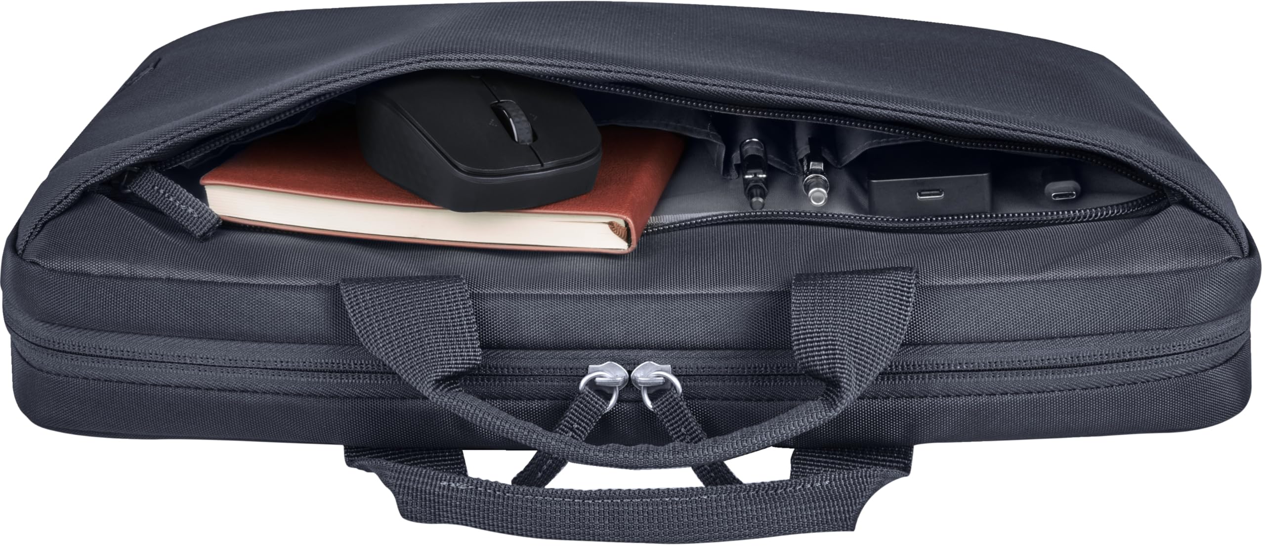 HP Everyday 14" Laptop Briefcase, Made with Recycled Polyester 600D, 8L, Padded Compartment, Water Resistant, Removable Shoulder Strap, Grey