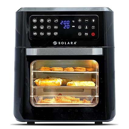 SOLARA 12L Digital Air Fryer Oven for Home Kitchen 1800 Watts with 12 Pre set modes for Grill,Roast,Bake,Reheat,Rotisserie,Dehydrate, 6 Accessories, 12L Capacity, Black, XX-Large (12L)