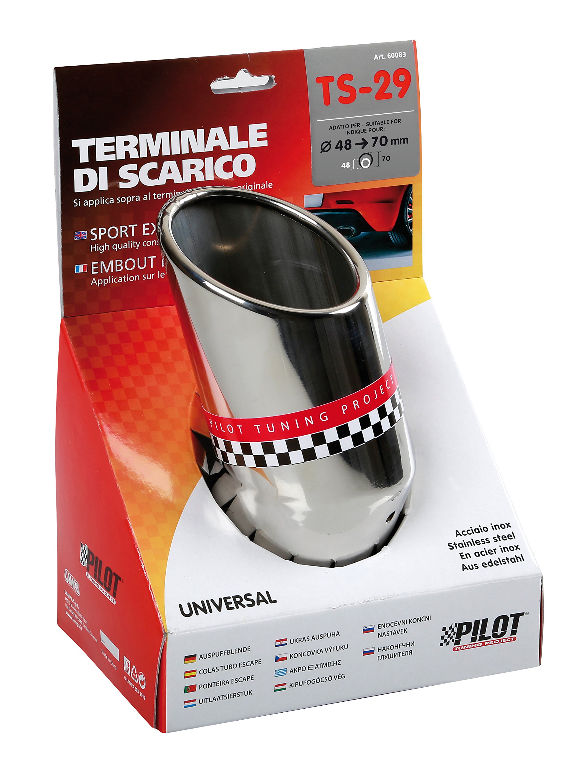 Ulter Sport Uitlaatsierstuk - Rond 90mm Schuin - Lengte 180mm - Montage