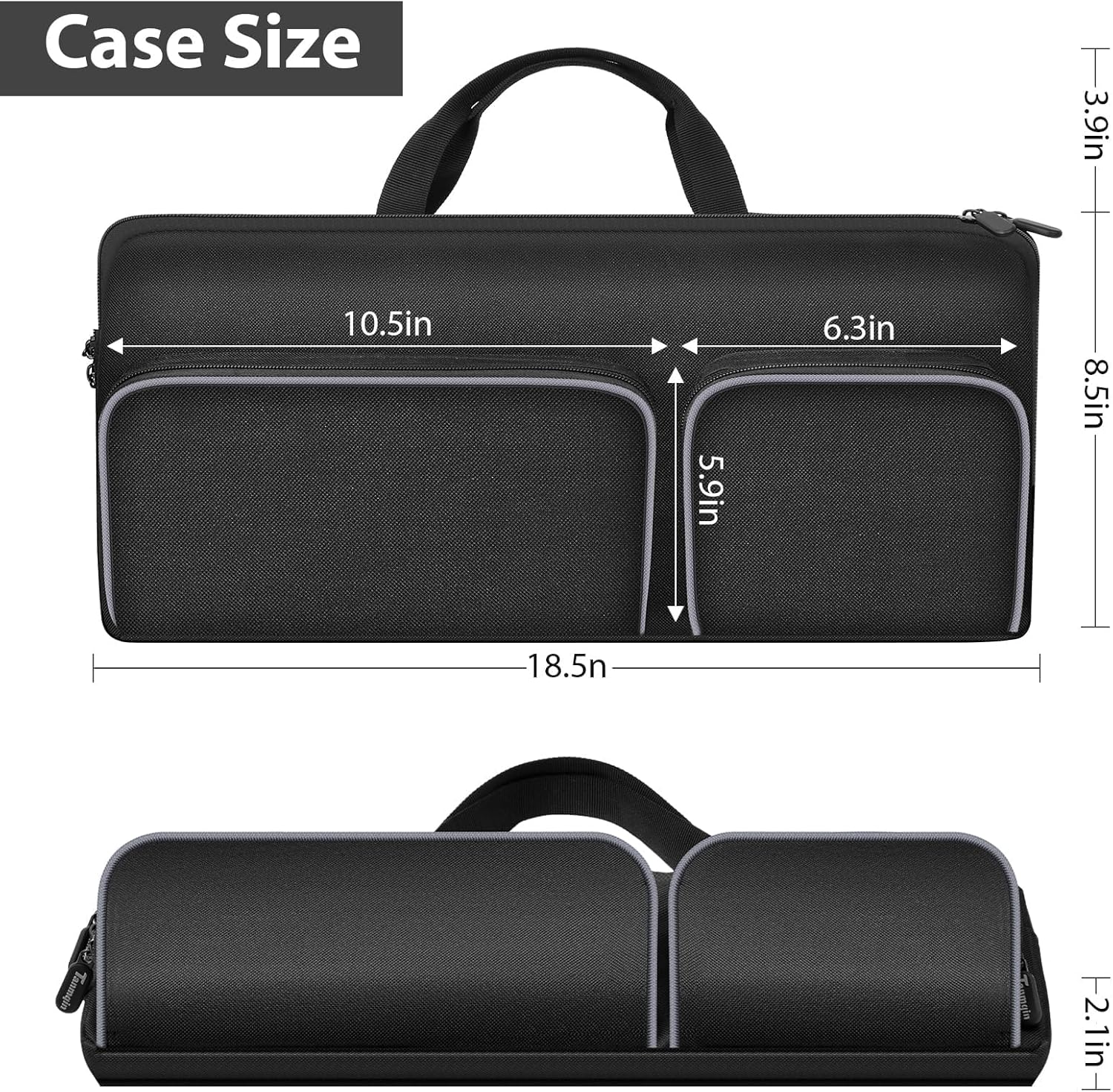 Travel Case for Logitech MK270/ MK345/ MK335/ MK955 for HP 230, for Apple Magic Keyboard. Keyboards Carrying Storage Holder with Pocket for Logitech Mouse and USB Receiver (Box Only)-Medium Black - Image 3