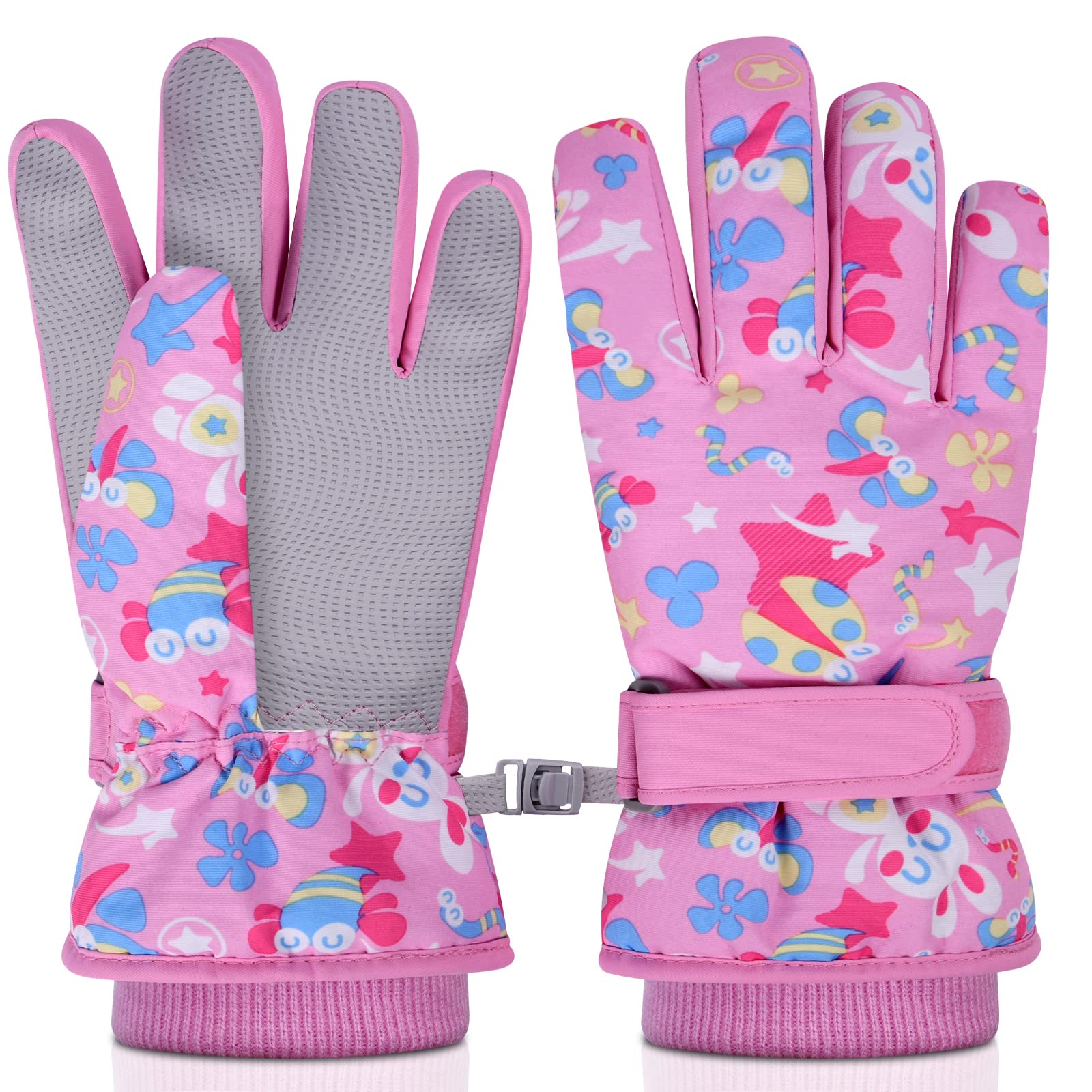 flintronic Guanti da Sci per Bambini, Guanti da Sci Invernali per Bambini, Guanto Termico Antivento, Guanti Neve Antivento Impermeabile per Ragazze e Ragazzi