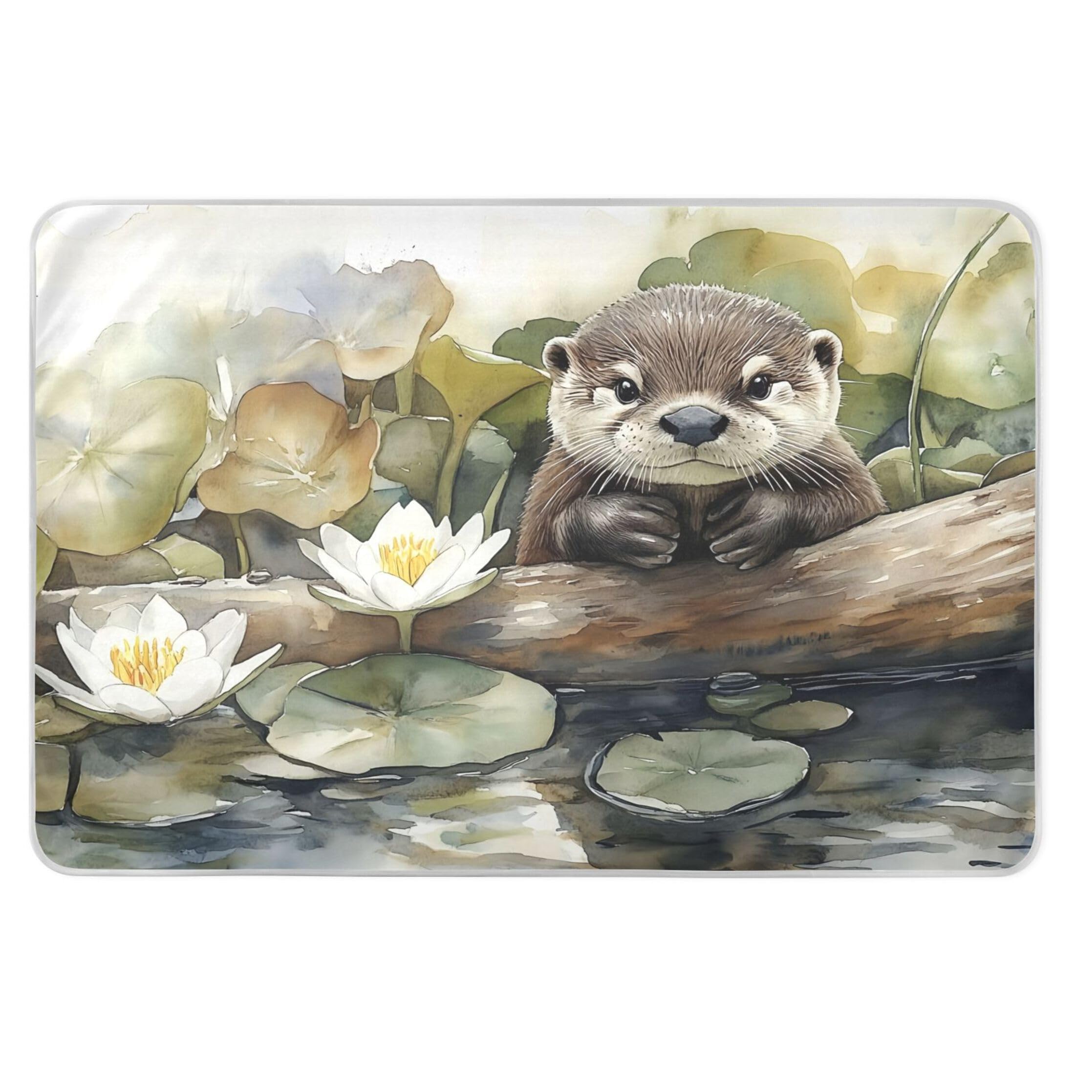 Takiito Otter in Pond Bed Pad Reusable Bed Underpad Washable Waterproof Leak-Proof Quick Dry Incontinence Pee Pad for Toddlers Kids Adults Pets 34x52 in