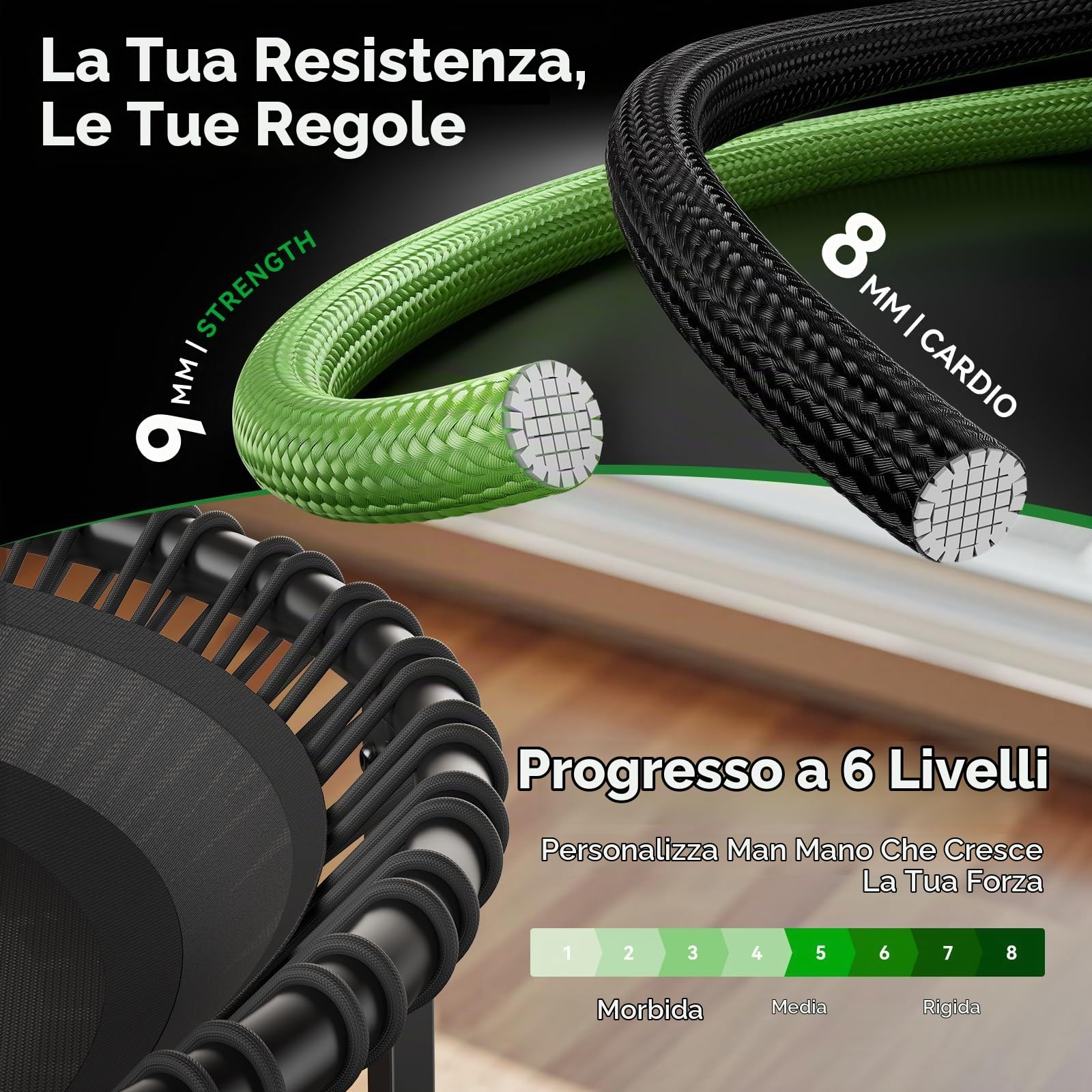 B BCAN BT4 Soft Land Pro - Trampolino elastico elastico da 96/102/122 cm, capacità 227 kg, elastico a tensione regolabile, telaio monopezzo, supporto per telefono e 2 paia di calzini