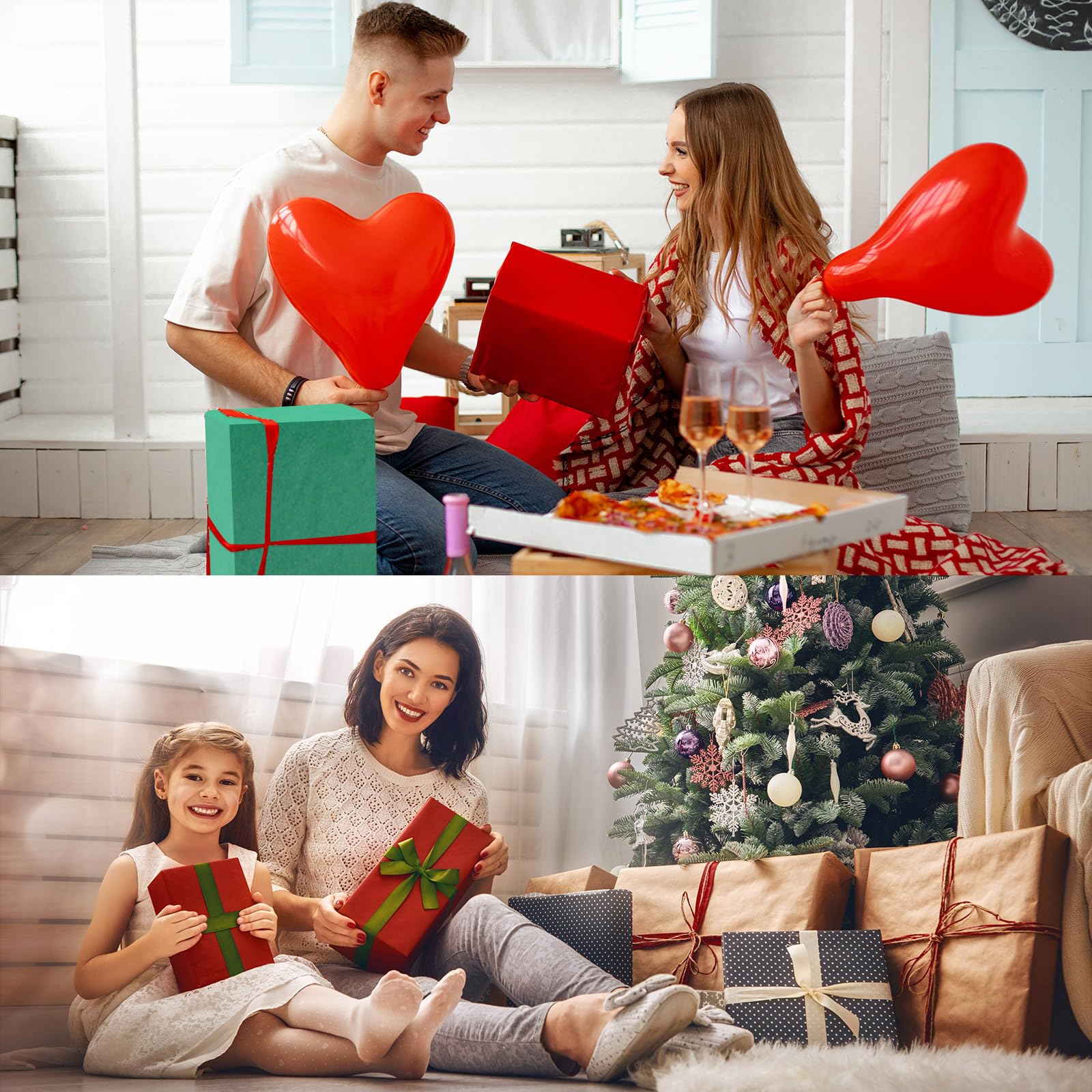 Qilery Lot de 600 feuilles de papier de soie pour emballage cadeau de Noël - 50 x 50 cm - Pour sacs cadeaux, boîtes d'emballage pour fête prénatale, fête prénuptiale, projet d'artisanat, mariage, fête