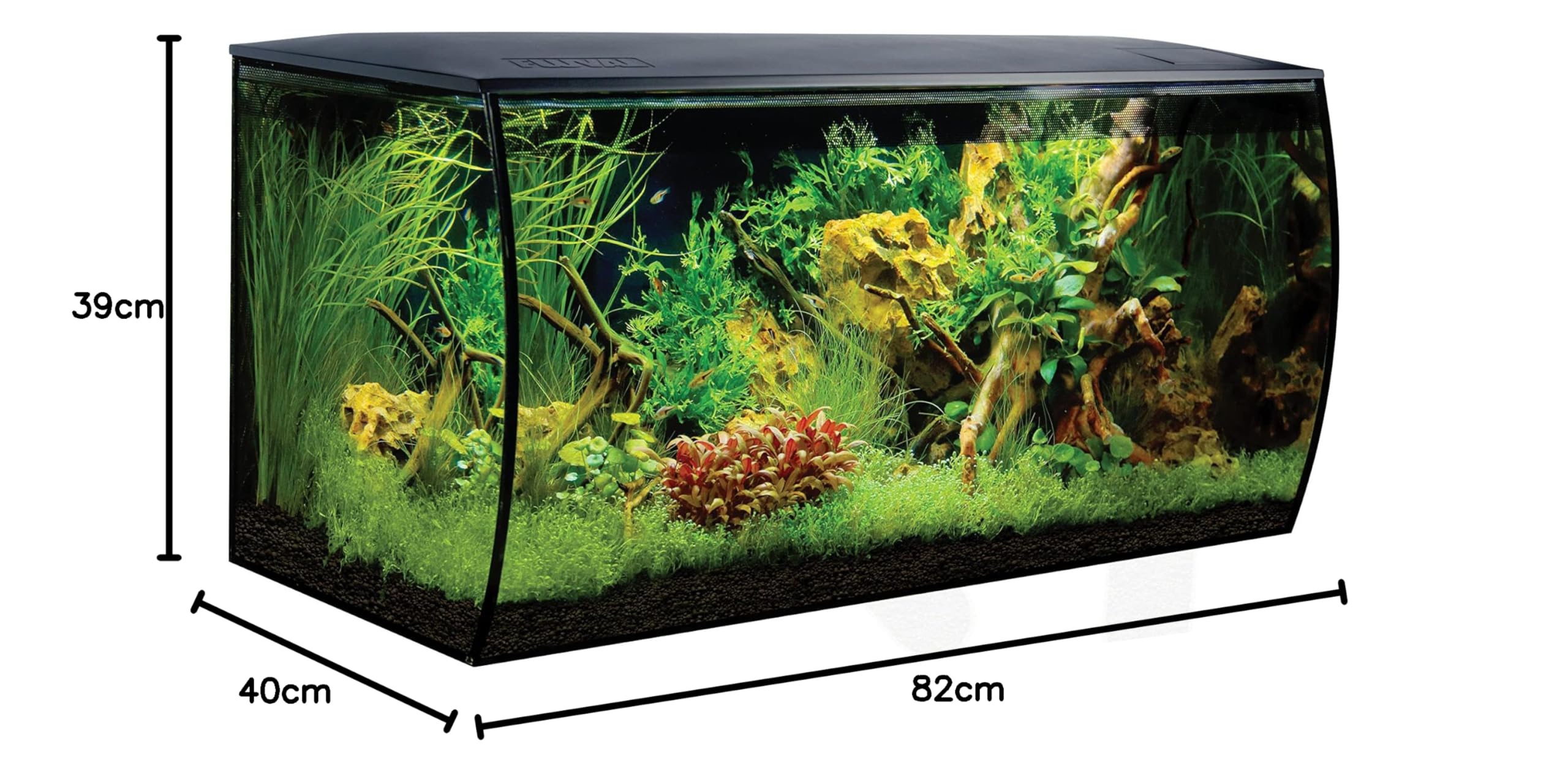 Fluval Flex Aquarium 123L, Süßwasser Aquarium, schwarz