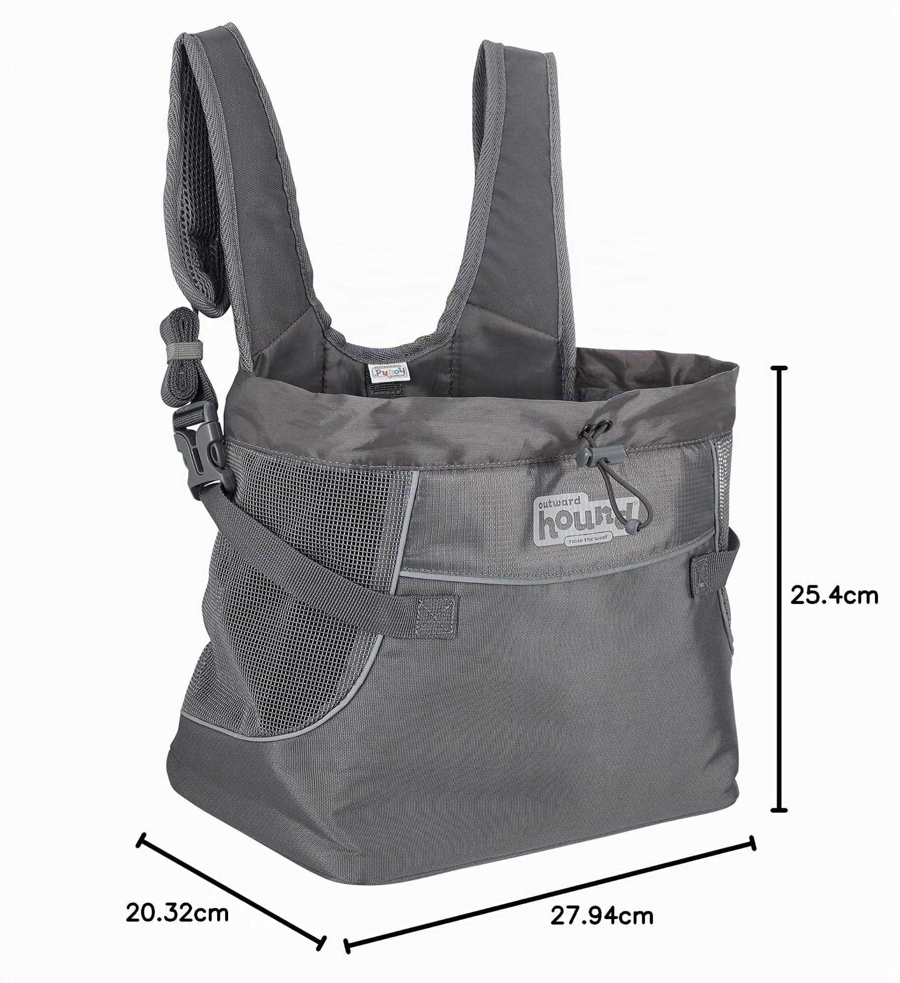 Outward Hound PupPak - Zaino per cani, frontale, con cinghie imbottite, rete traspirante, impermeabile, clip di sicurezza, per piccoli animali domestici fino a 4,5 kg, taglia S, grigio
