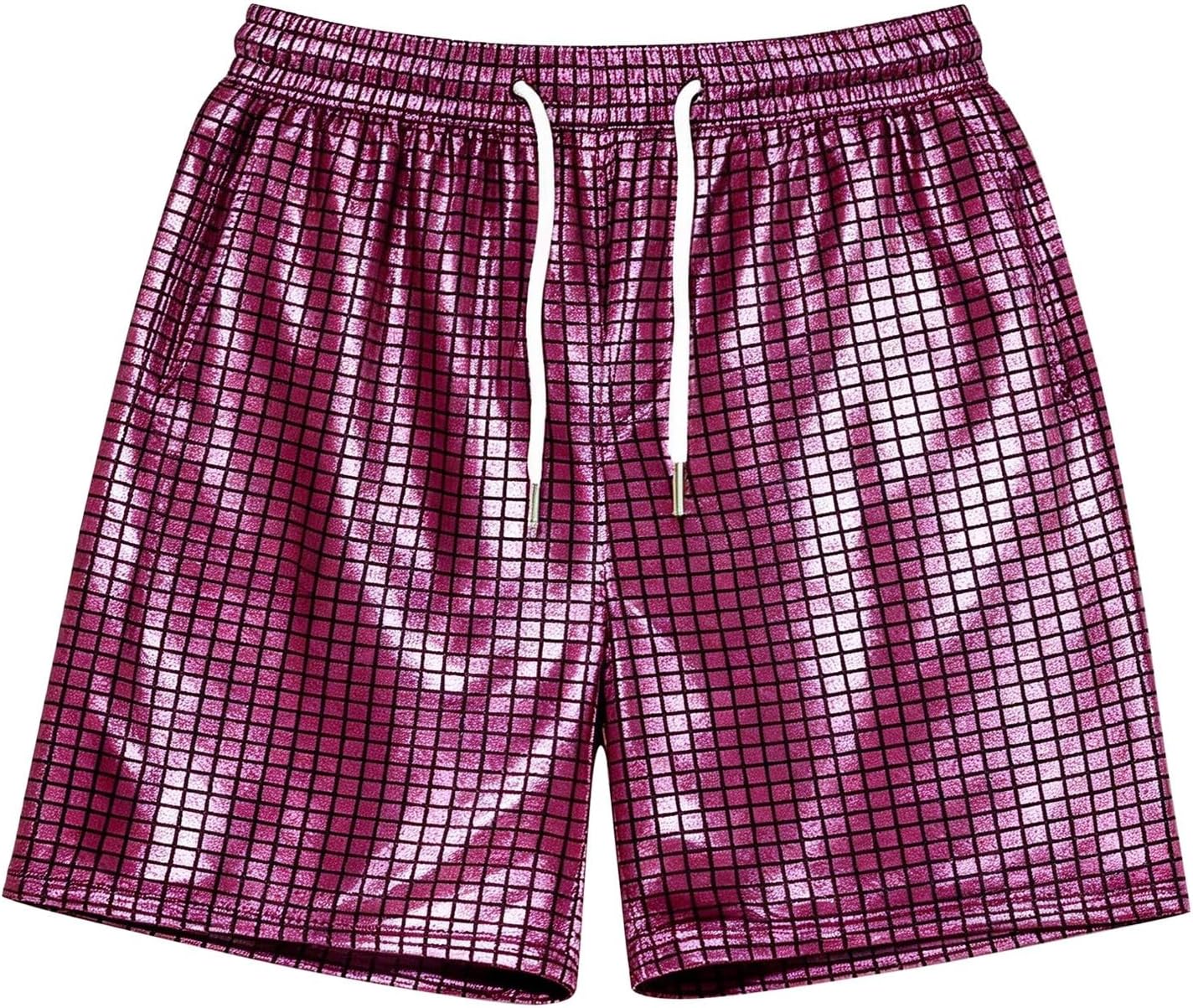 Men's Casual Plaid Sequin Shorts Summer Beach Holiday Wear Running Gym Casual Shorts