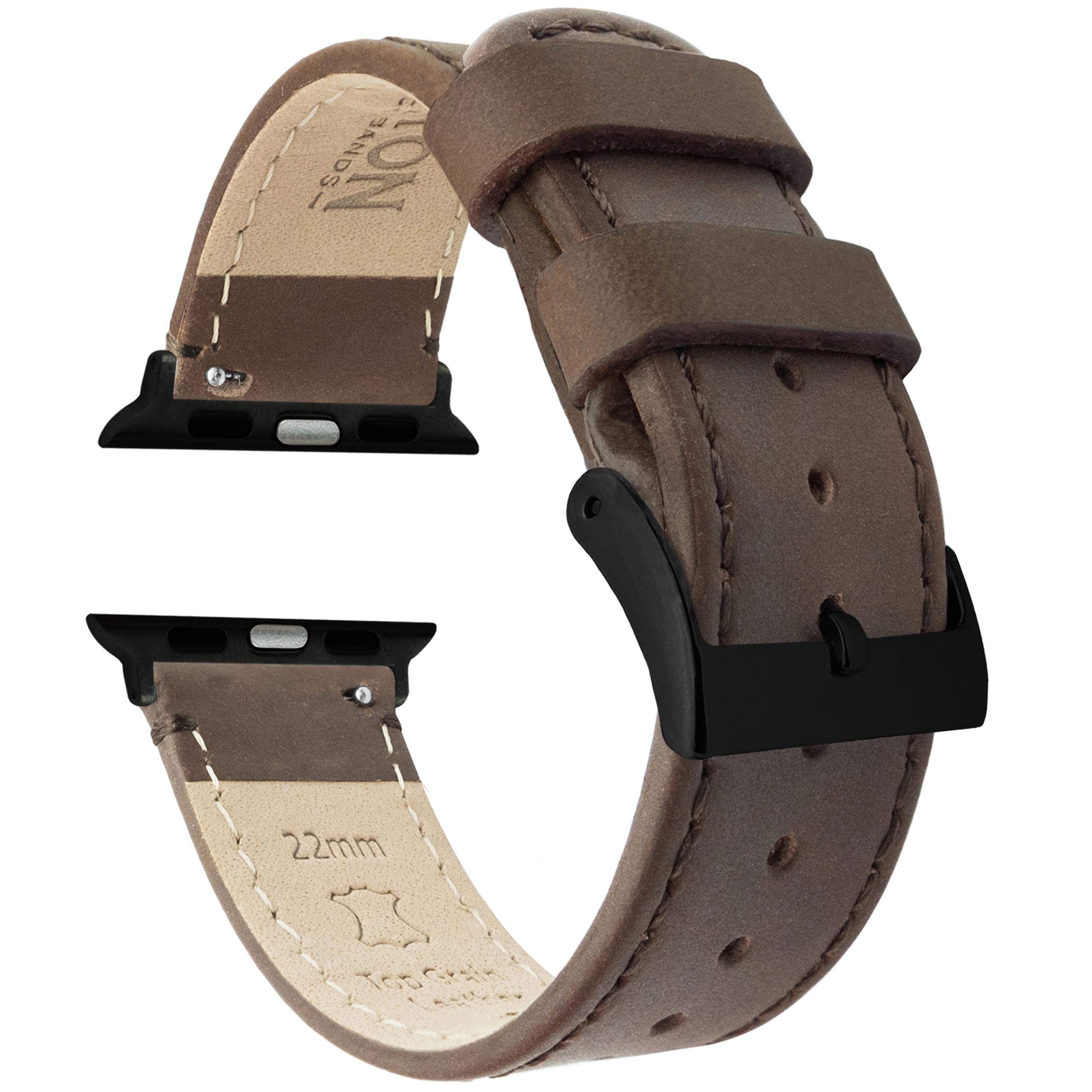 BARTON WATCH BANDS - Top Grain Leather Watch Bands Compatible with Apple Watch Models - 1, 2, 3, 4, 5, 6, 7, 8, 9, 10, SE, Ultra &amp; Ultra 2