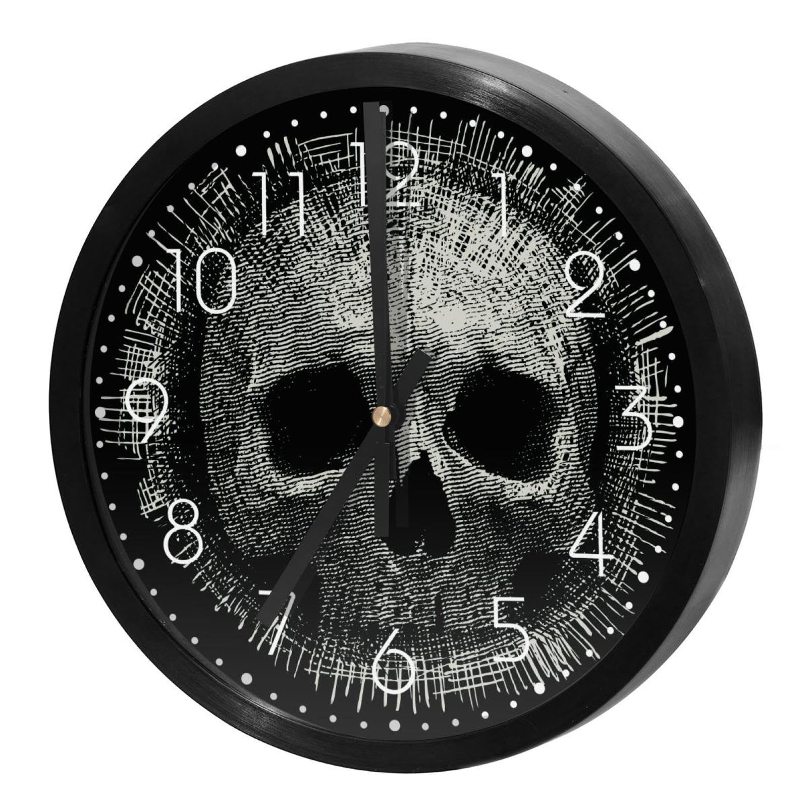 Horloge murale silencieuse à quartz motif crâne grunge pour décorer le salon