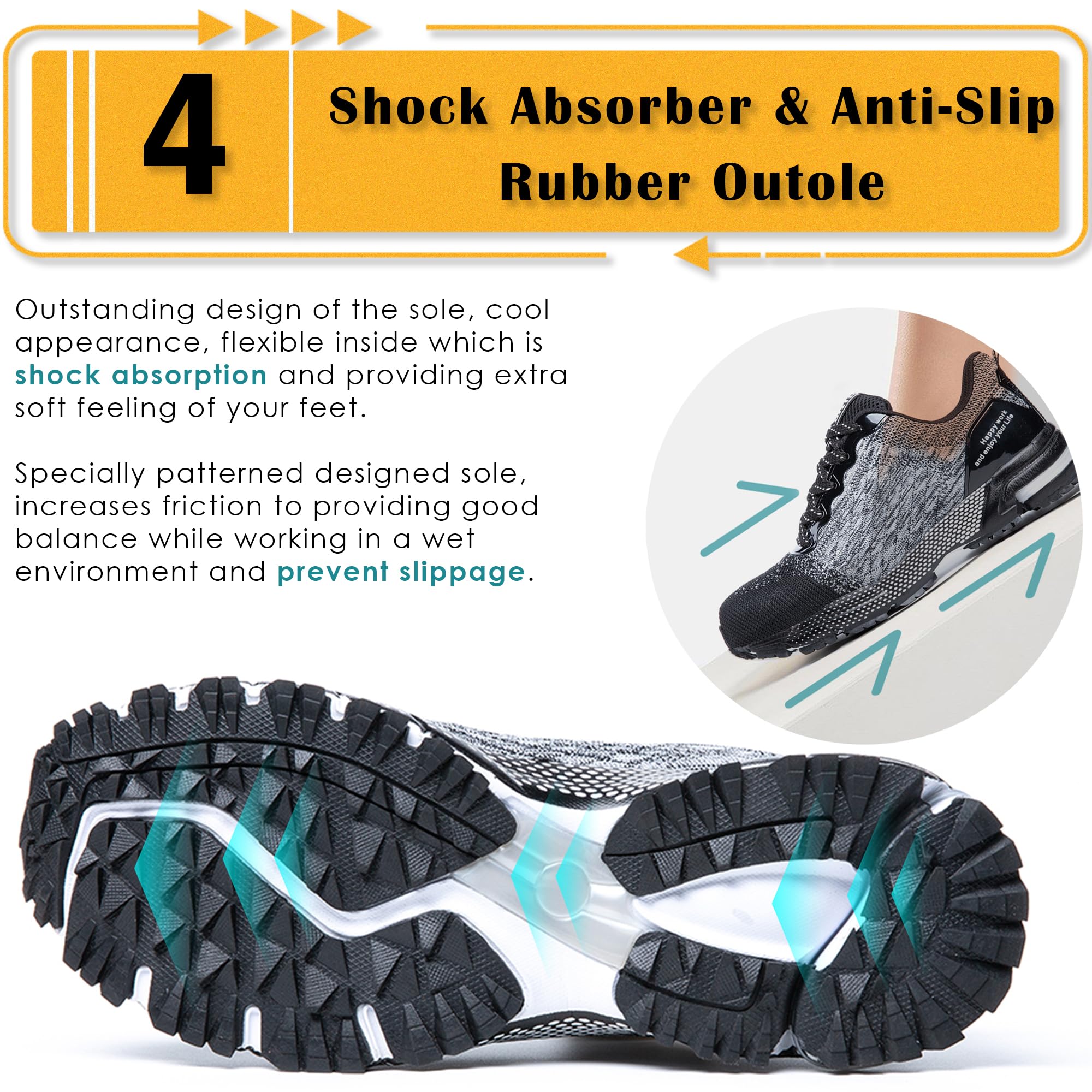 Sicherheitsschuhe Herren Damen Arbeitsschuhe mit Kevlar Stahlkappe