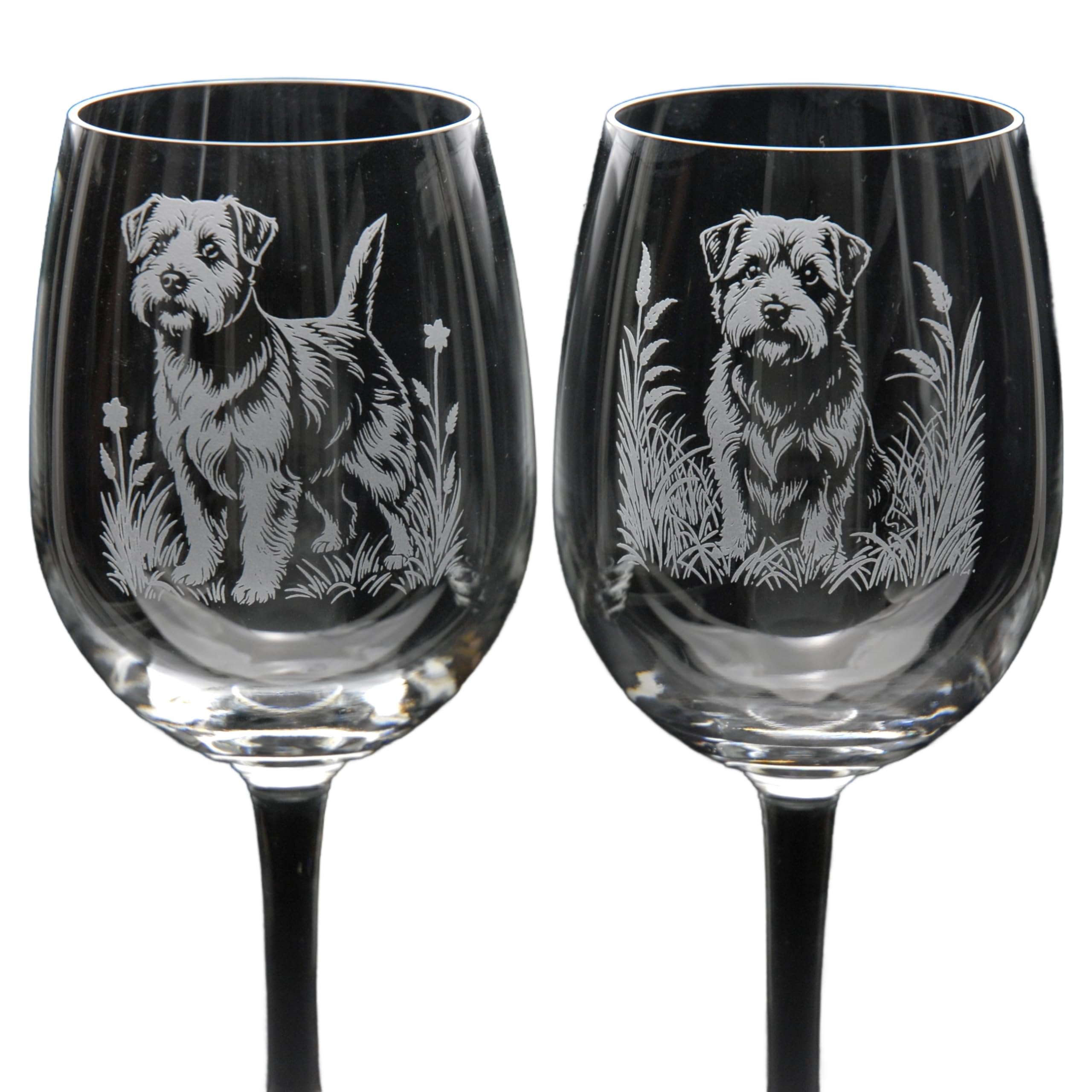 GLYPTIC Glass Art Norfolk Terrier Dog Placement Hand Etched/Engraved Crystal Wine Glass