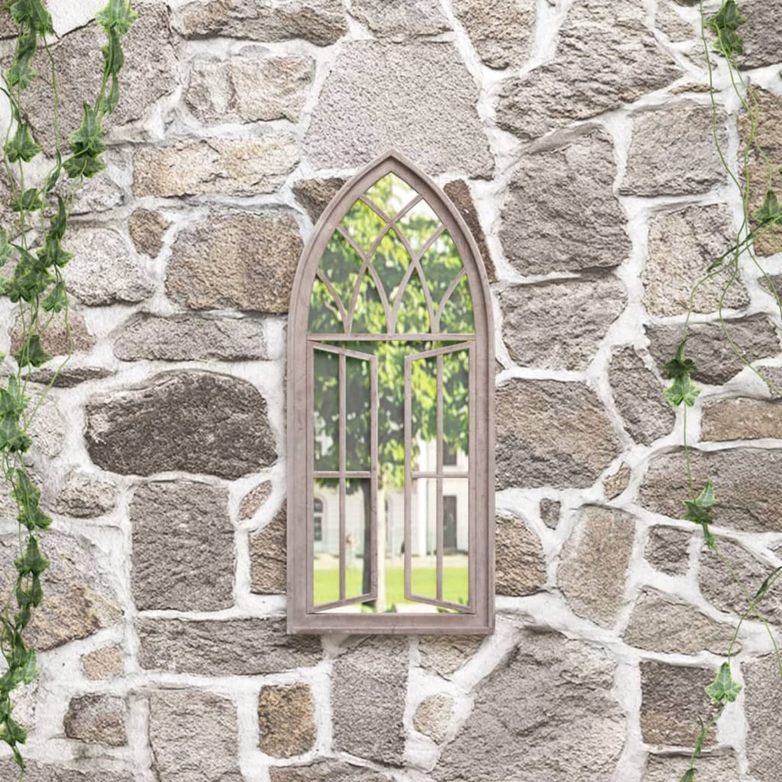 Tidyard Miroir de Jardin Miroir Décoratif Fer pour Utilisation extérieure Sable 70x30 cm