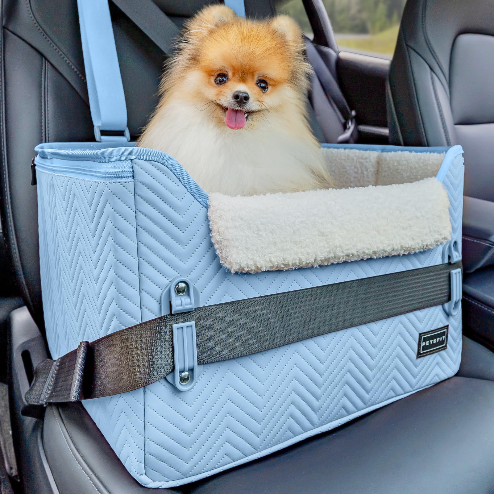 Petsfit Asiento Perro Coche Plegable, Bolsa Asiento Elevadora con Cinturones de Seguridad para Perros medianos o 2 Perros pequeños — view 19