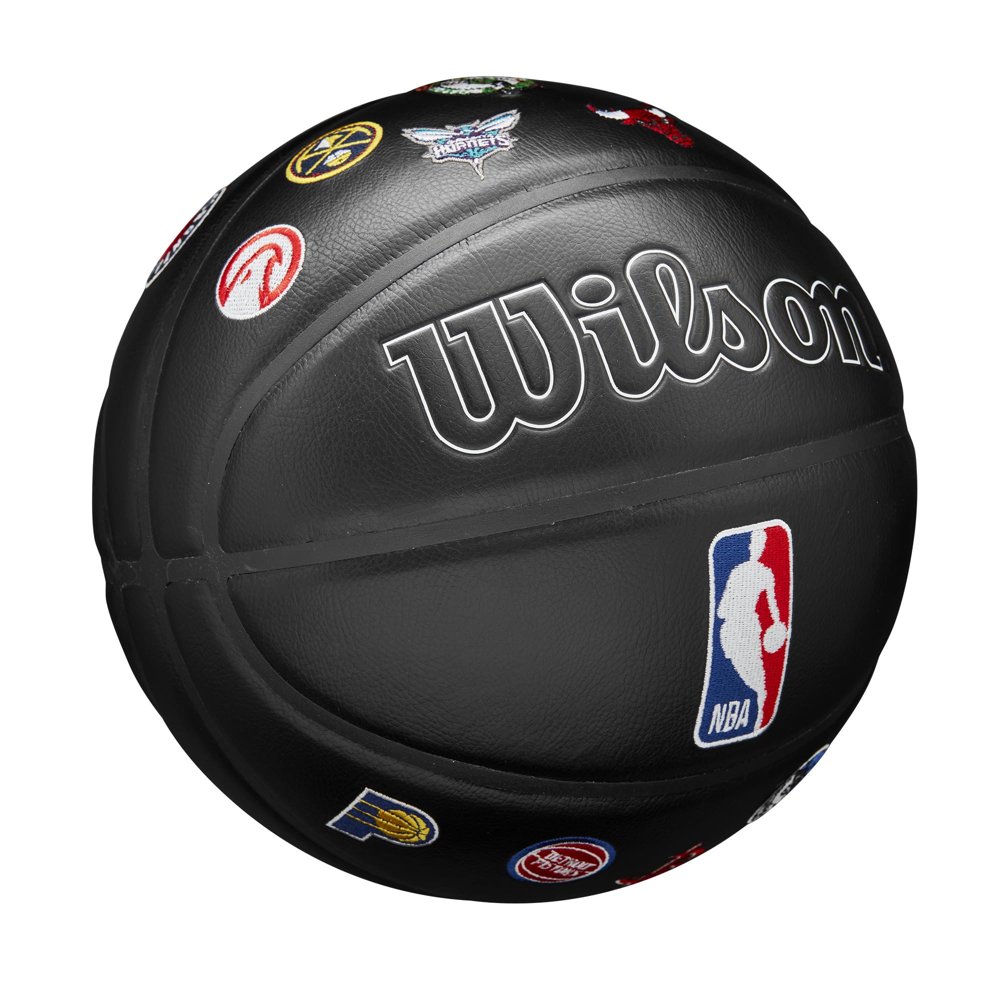Wilson NBA All Team Premiere Basketball, Mit einem Dual-Depth-Design und Einer schlangenhauttexturierten Oberfläche, Verbesserte Luftstabilität, Team-Logo-Stickerei, Größe: 7
