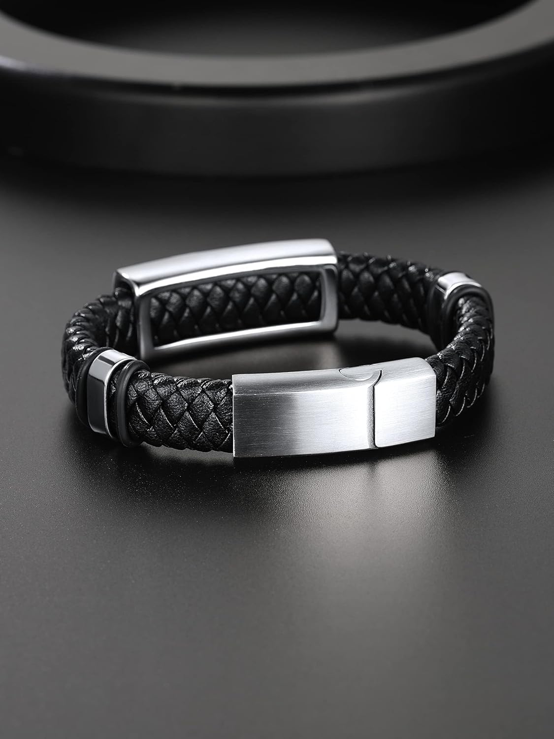 ChainsHouse Mens Wrap Braided Leather Black Bead Bracelets Bangles, Vintage Star of David/Wing Skull/Templar Cross Genuine Leather Bracelet, Customize Available, Size 7.5/8.3/9.0 Inch, Send Gift Box - Image 5