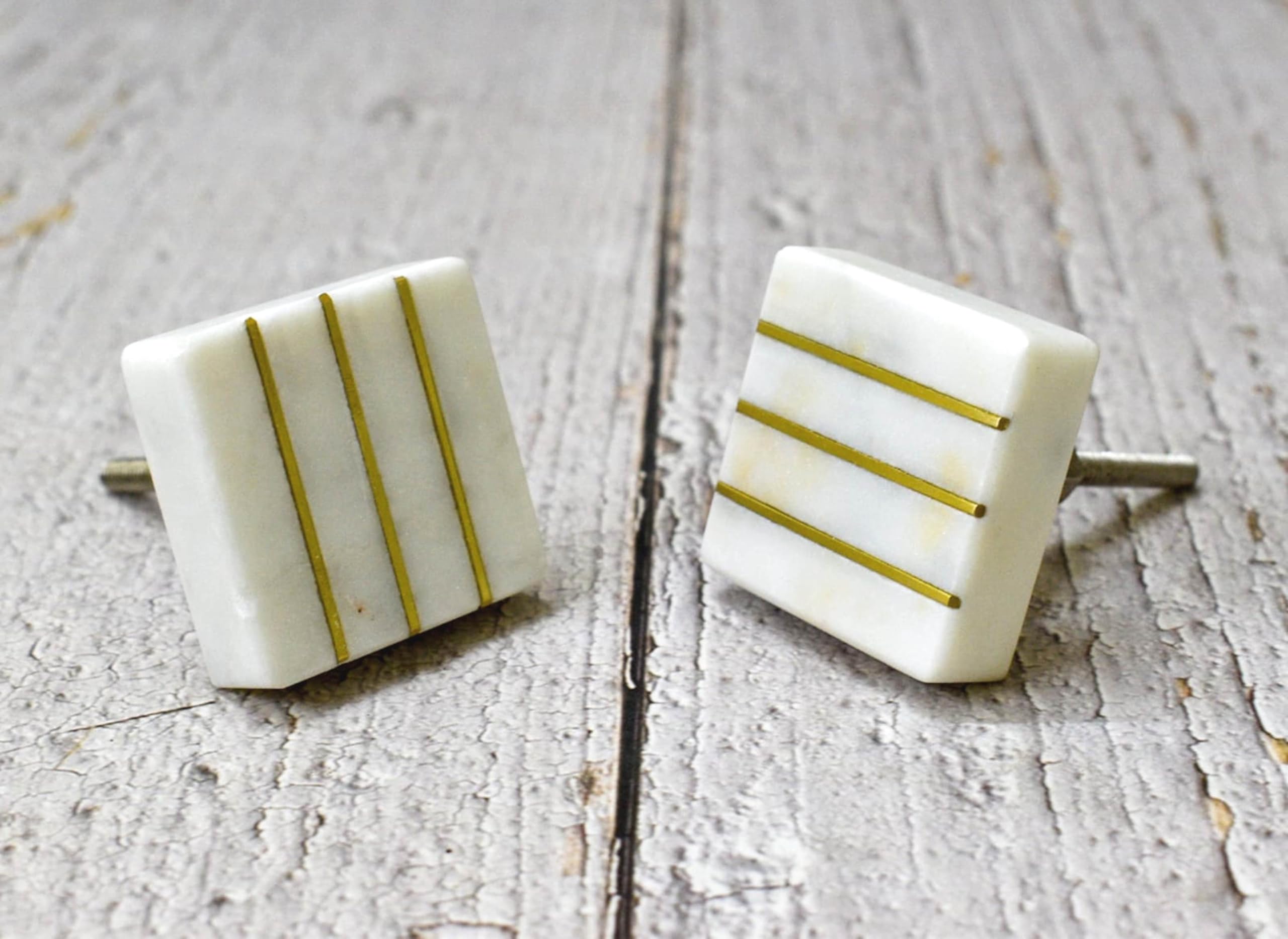 ARTISNO Square Marble Brass Knob, Modern Cabinet Knob, Decorative Hardware, Furniture Hardware, Cabinet Handles - Image 2