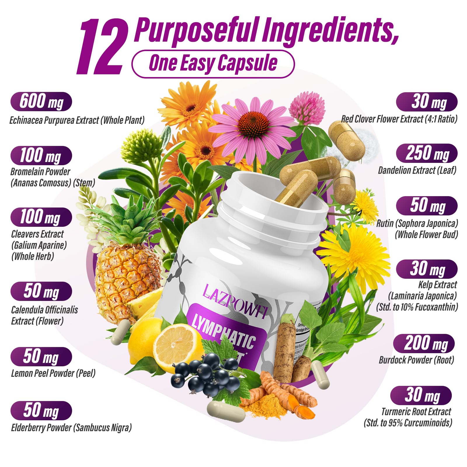 Amazon.com: Lazpowfi Lymphatic Drainage Supplements, 1540mg Lymph