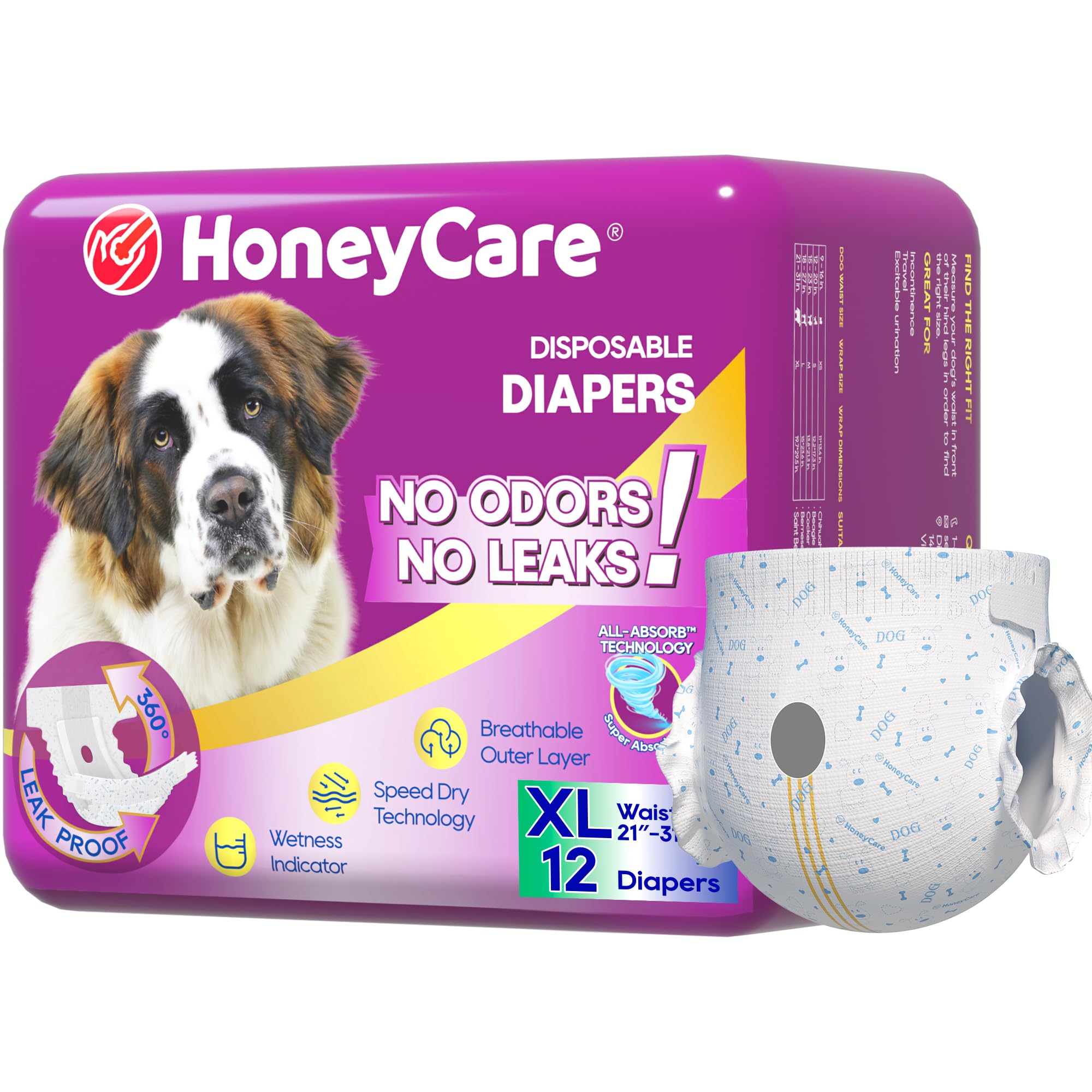 HONEY CARE All-Absorb Disposable Dog Diapers, X-Large