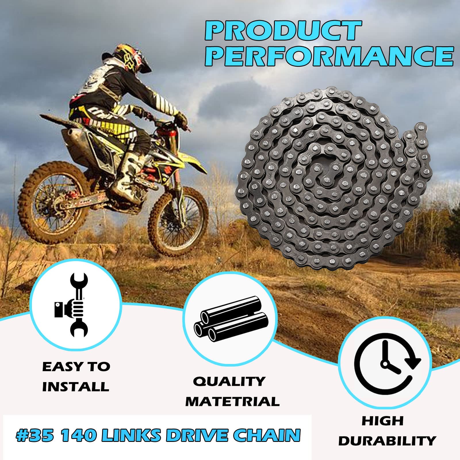 #35 140 Links Drive Chain 35 Roller Chain for 79cc 97cc 100cc — Amazon image 4