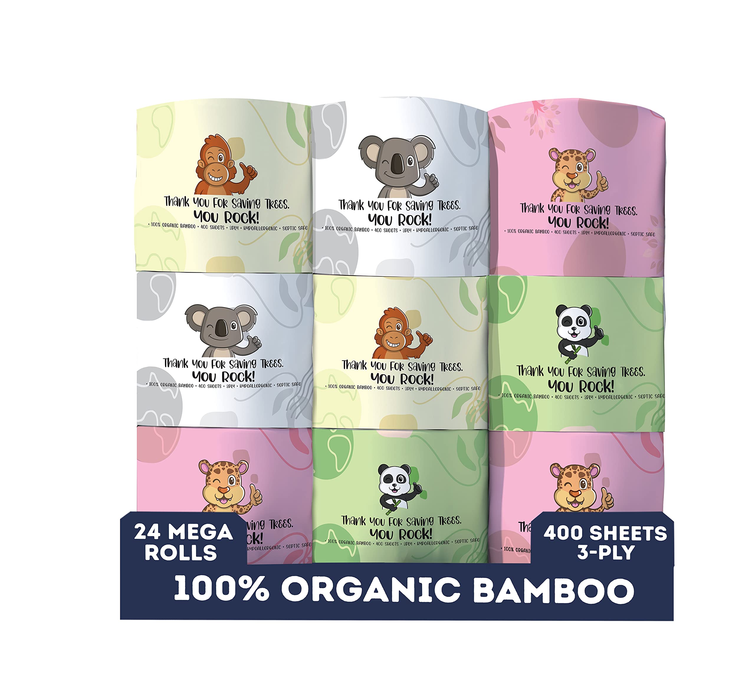 MOTHER EARTH Organic Bamboo Toilet Paper 2.0 400 Sheets 3Ply 24