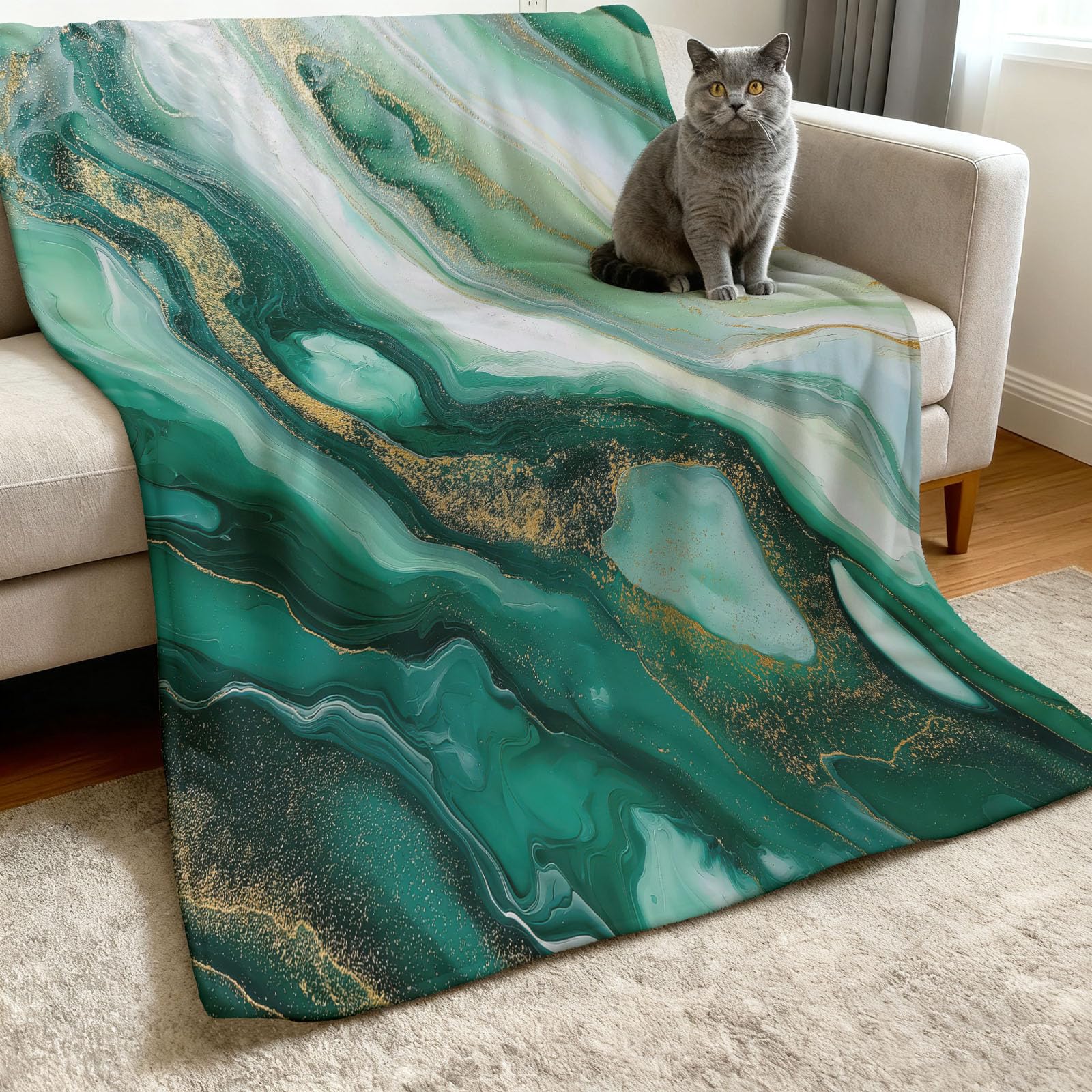 Nowoczesny luksusowy nadruk dwustronny dekoracyjny koc, 150 x 200 cm