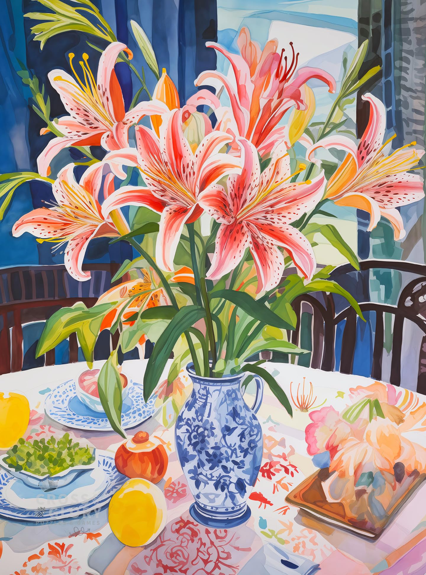 Cross & Glory - Stargazer Lilies: A Floral Masterpiece - 1000 Piece Jigsaw Puzzle for Adults | Best New Floral Artwork Puzzle | Unique Brain Teaser