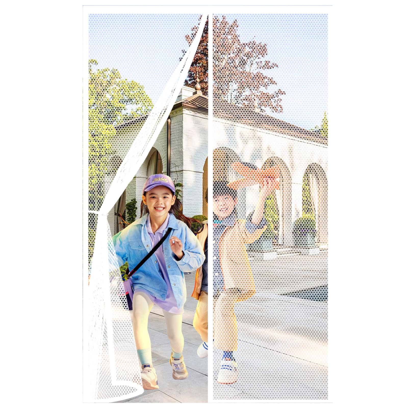 Magnetic Fly Screen Door 70 x 215 cm Heavy Duty Self-Sealing No Gap Anti Mosquito Mesh Door Screen Hands Free No Drill Installation for Patio Bedroom Sliding Kitchen, White