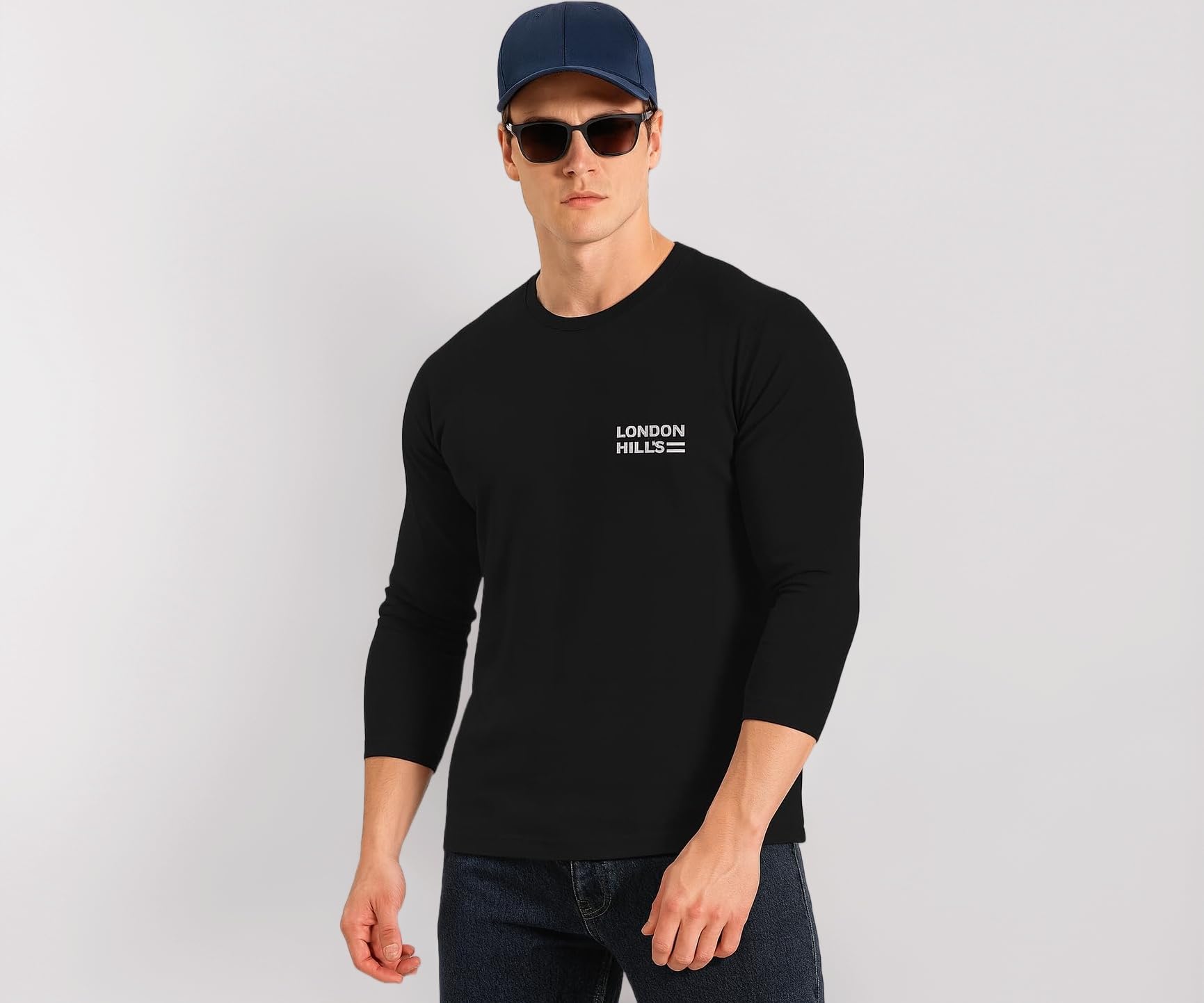 Men's Cotton Regular Fit Printed Round Neck Full Sleeve T-Shirt