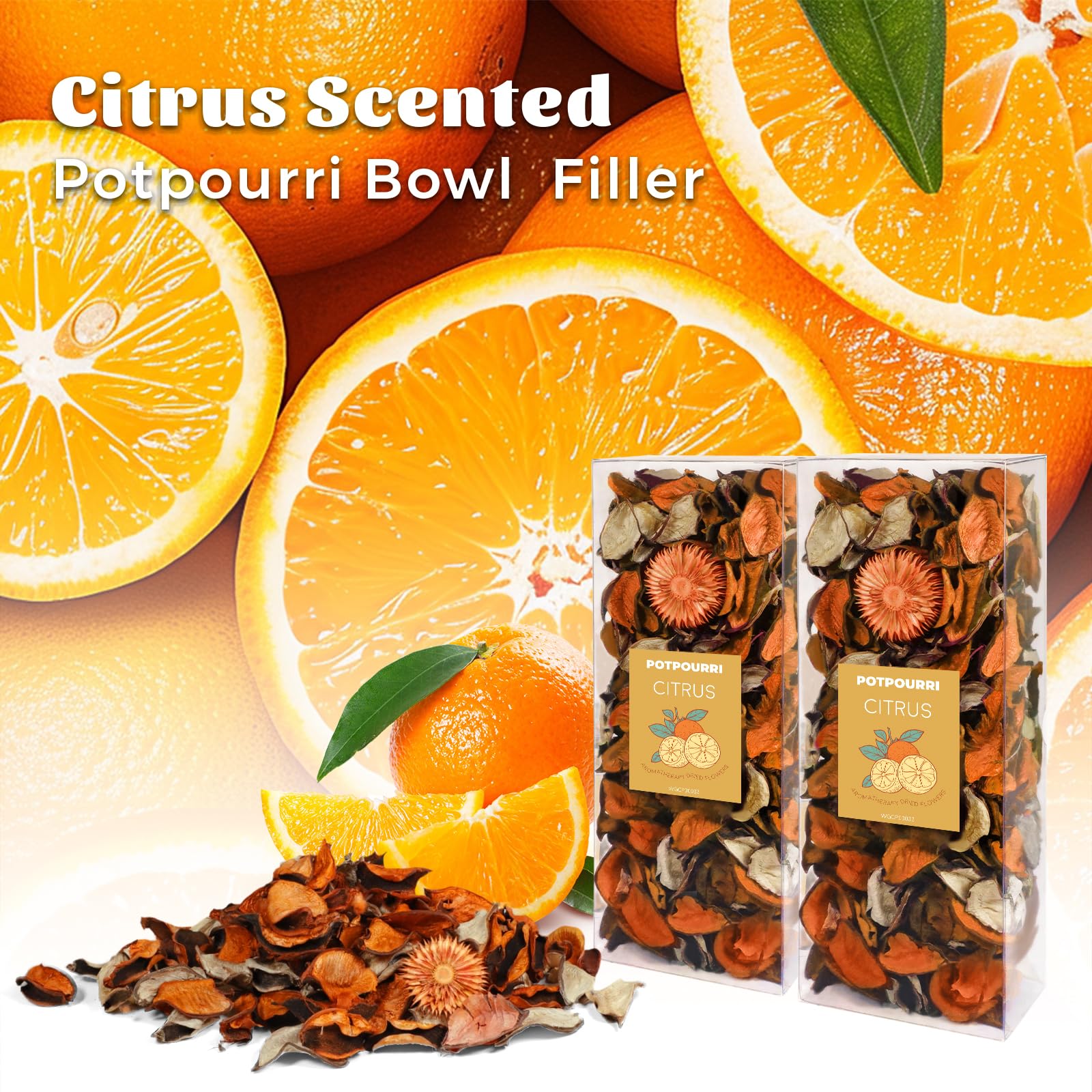 STRN Potpourri Natural Dried Flower Sachet Set, Long-Lasting Citrus Scented Bags for Closet, Drawer, Car, and Home Fragrance - Reusable Decorative Vase Fillers, Thoughtful Gift for Women & Friends