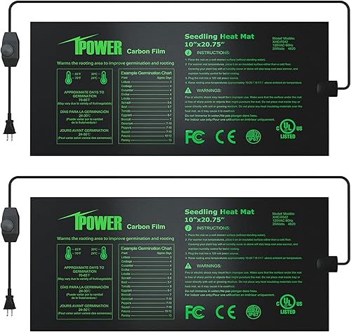 Vista 30 de iPower Tapete térmico de siembra de 20 x 20.75 pulgadas, película de carbono mejorada, almohadilla de inicio de germinación hidropónica cálida