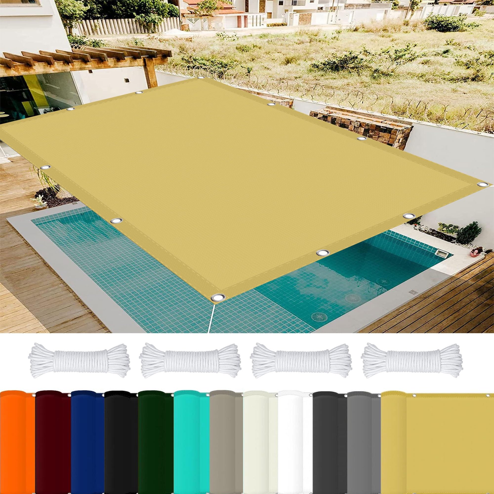 Sun Shade Sails 0.5 x 1 m(1.64 x 3.28ft) Pes Polyester,98% UV Block Sunshade Canvas with Free Rope for Outdoors,Garden,Yard, Cream Color
