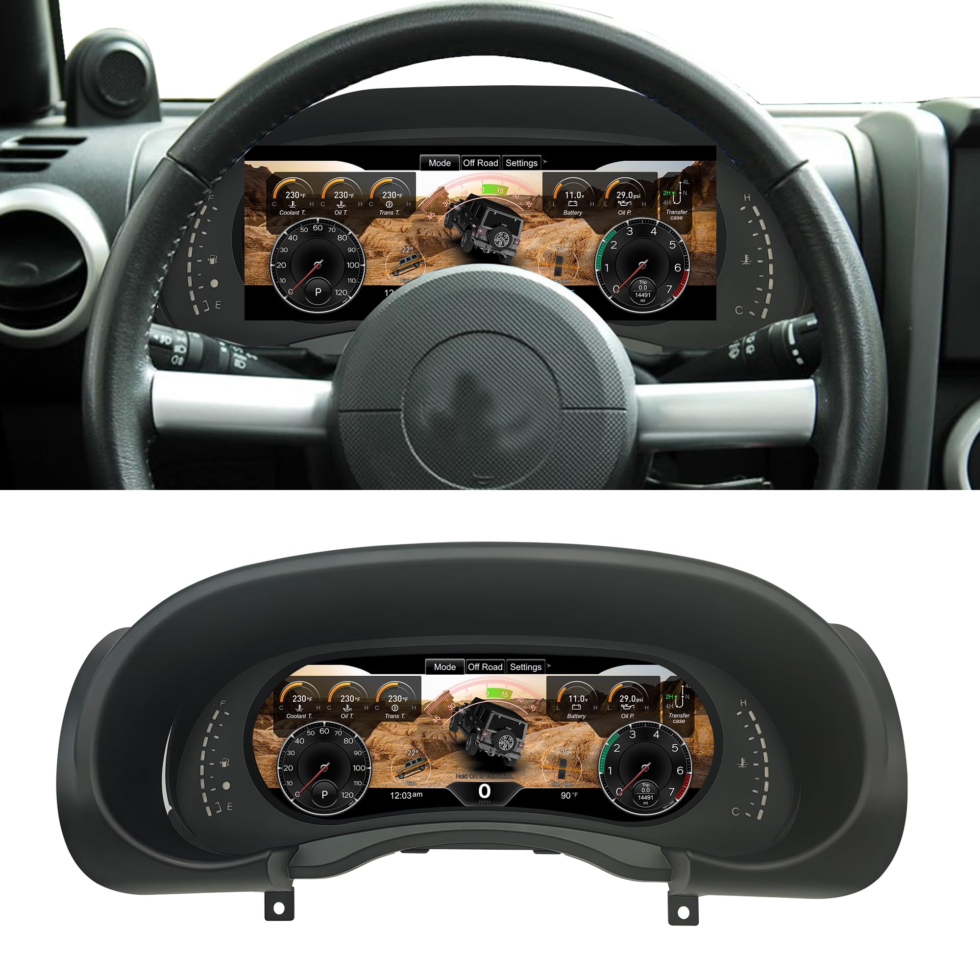 Cluster for Jeep Wrangler JK 2007-2010, 12.3" Digital Speedometer Screen with HD 1920x720 Screen, Aftermarker Instrument Dashboard Replacement for JK-image-19