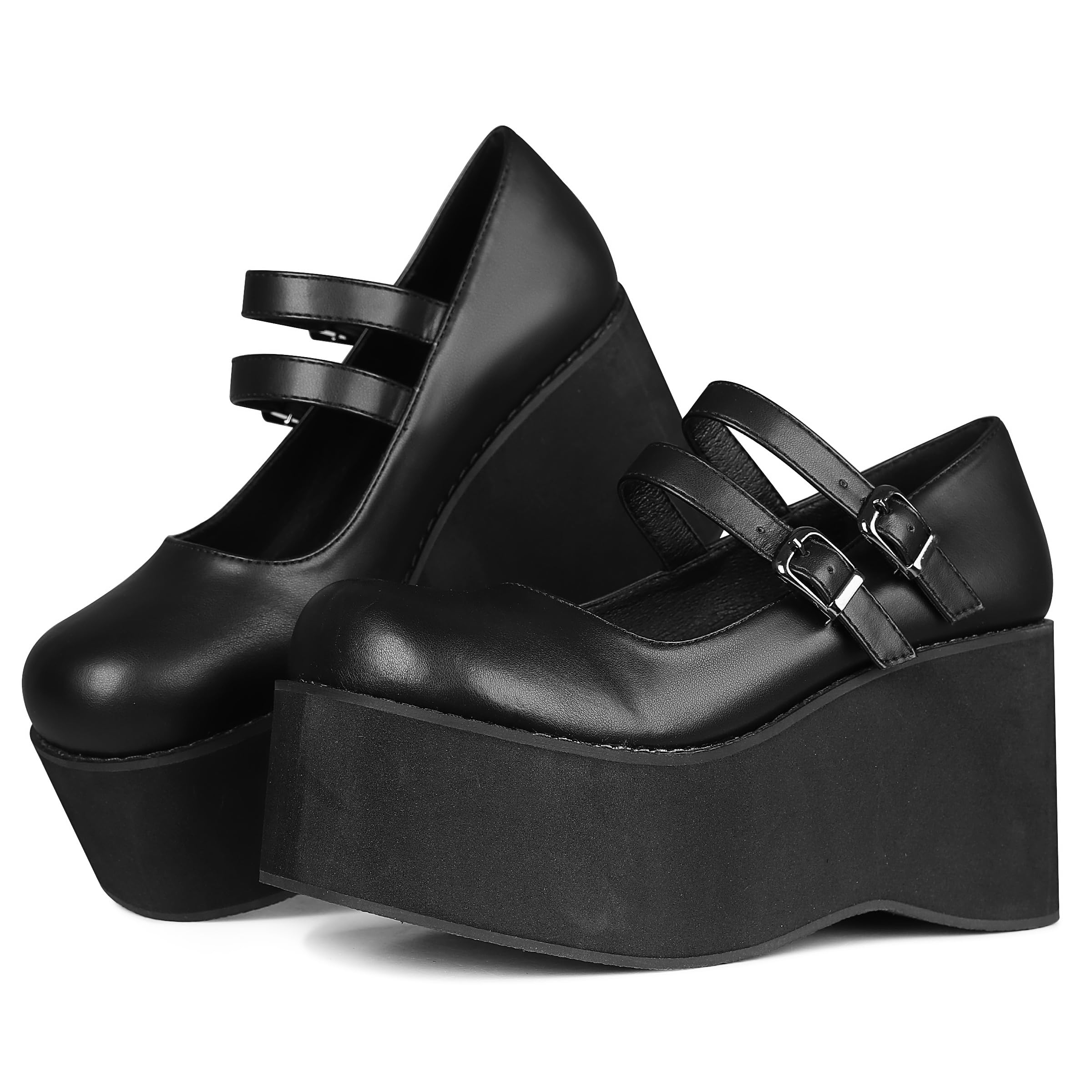 CELNEPHO Mary Jane Shoes Women Cute Ankle Strap Platform Wedge High Heel Pumps Gothic Party Dress Shoes for Women