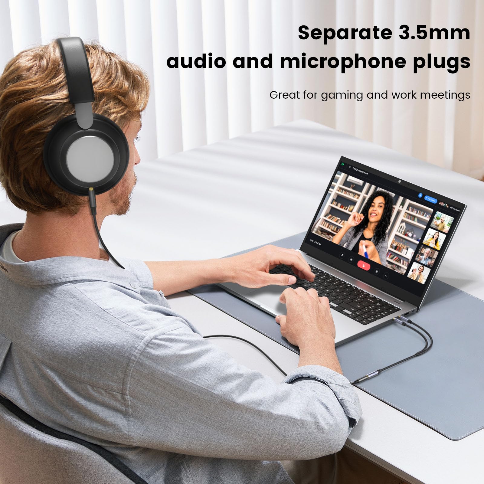 MOSWAG Audio-Splitter Kabel – 3,5 Mm Auf 2x 3,5 Mm, 25 Cm, Für PC-Headset