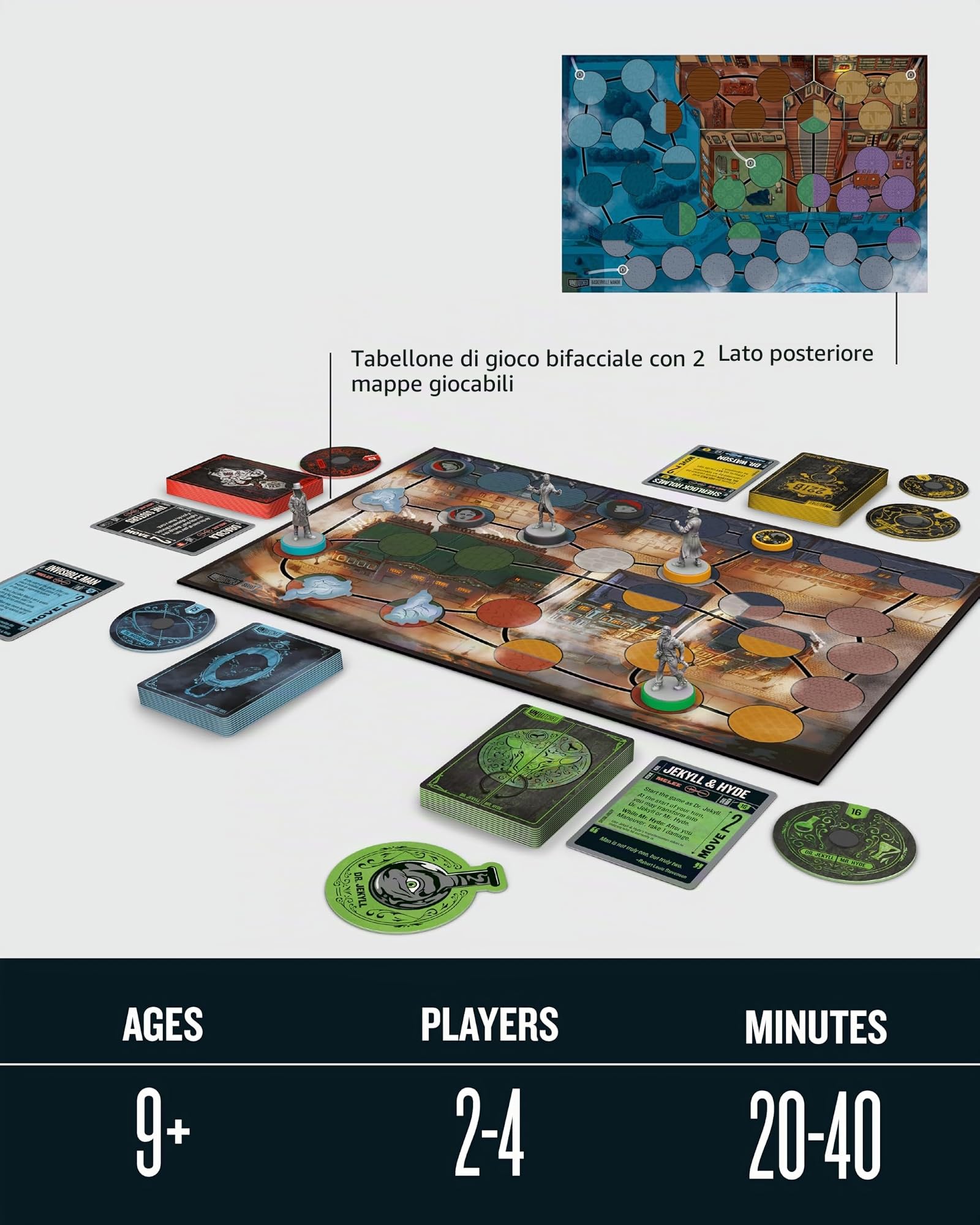 Restoration Games Unmatched: Cobble & Fog - Gioco da Tavolo Horror, Portatile, Compatibile con Tutti gli Altri Titoli Unmatched, Età Consigliata: 14+