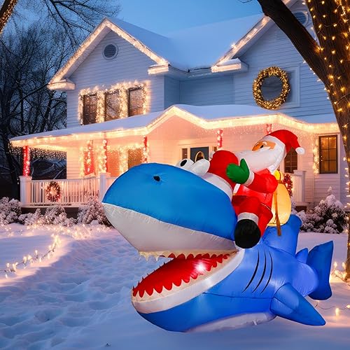 Miniatura 7 de MiniInflat 6ft Christmas Inflatable Santa Claus with Shark Outdoor Decorations Christmas Blow up Yard Decoration with Buil in LED Santa Claus
