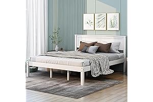 Merax White Wood Queen Bed Frame: A Majestic Retreat for Restful Slumbers