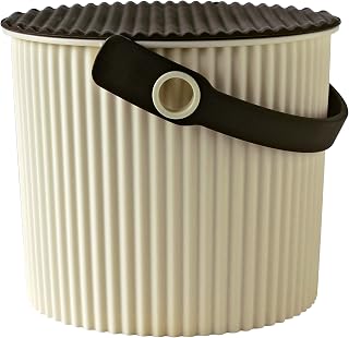 Hachiman Omnioutil - Cubo y tapa para almacenaje (tamaño pequeño), color beige y marrón