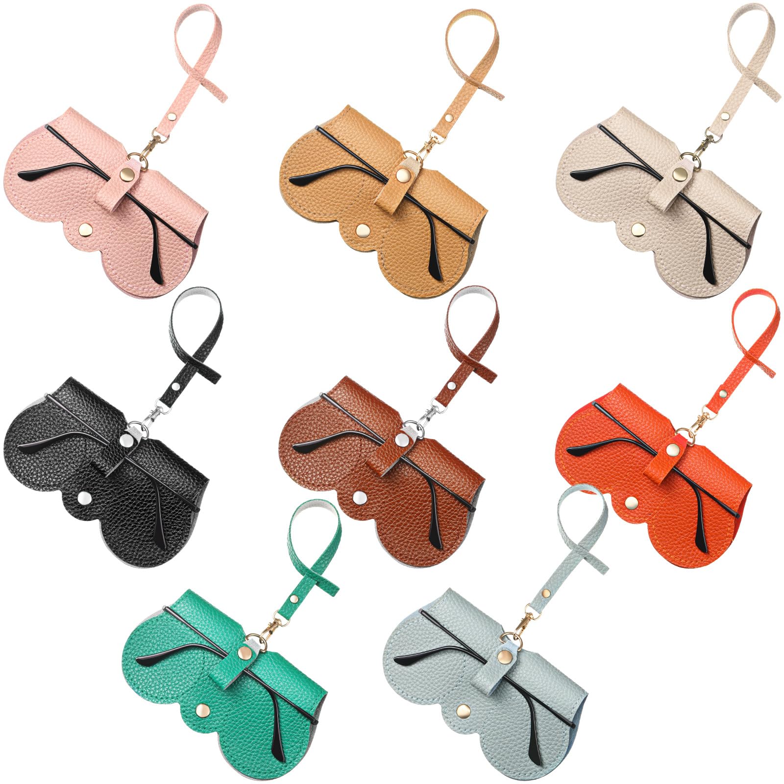 Tellegloww 8 Pcs Soft Leather Sunglasses Bag Sunglass Holder for Purse Portable Glasses Case with Strap for Women Men