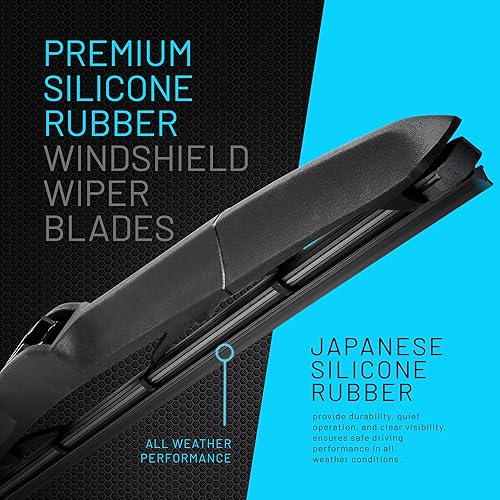Miniatura 3 de ABT -SDW2620 - Limpiaparabrisas de goma japonesa Fukoku de silicona prémium de 26 y 20 pulgadas con marco híbrido Aero, para todo tipo de clima,